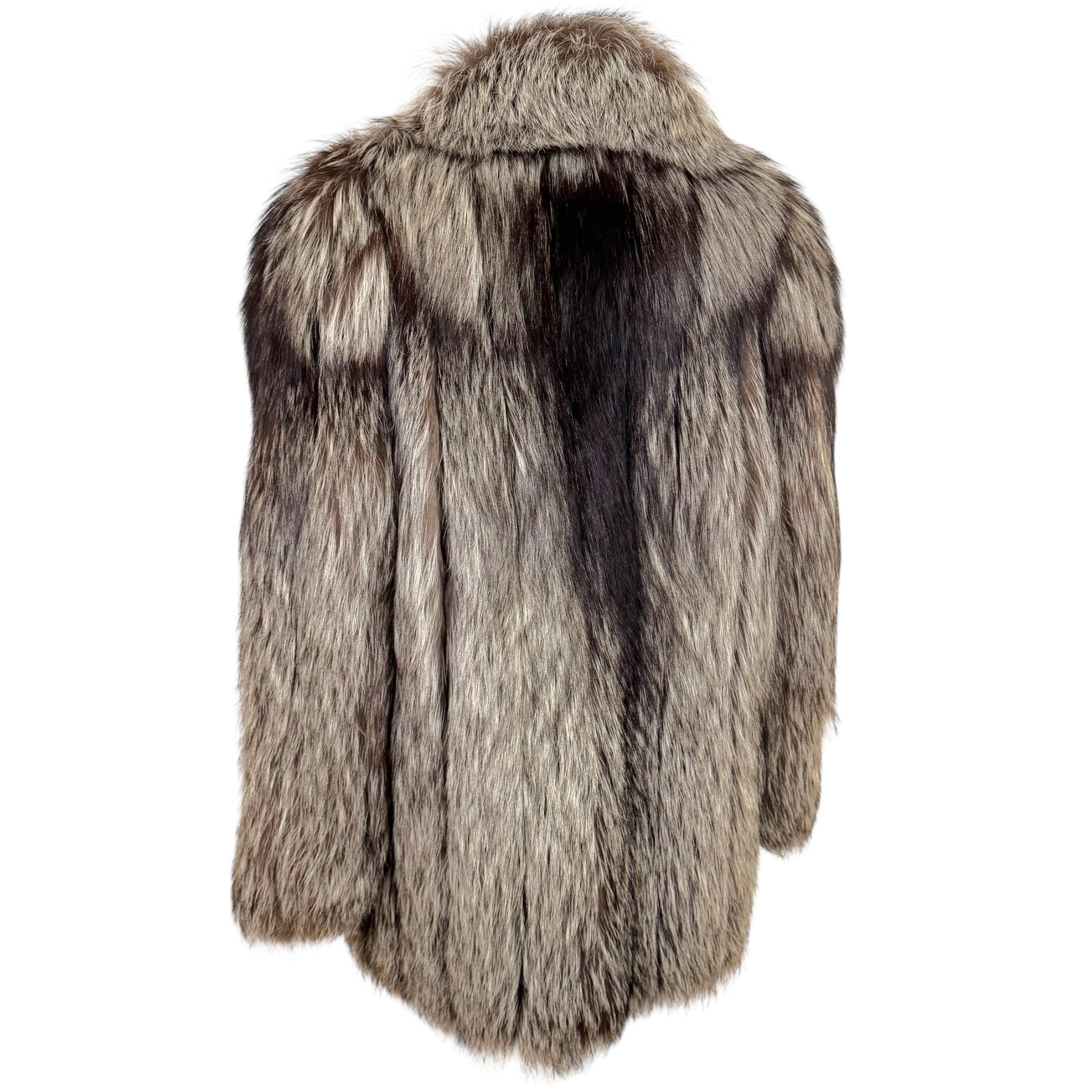 Saga Fox Silver Fox Fur Coat White Brown 1990s Vintage