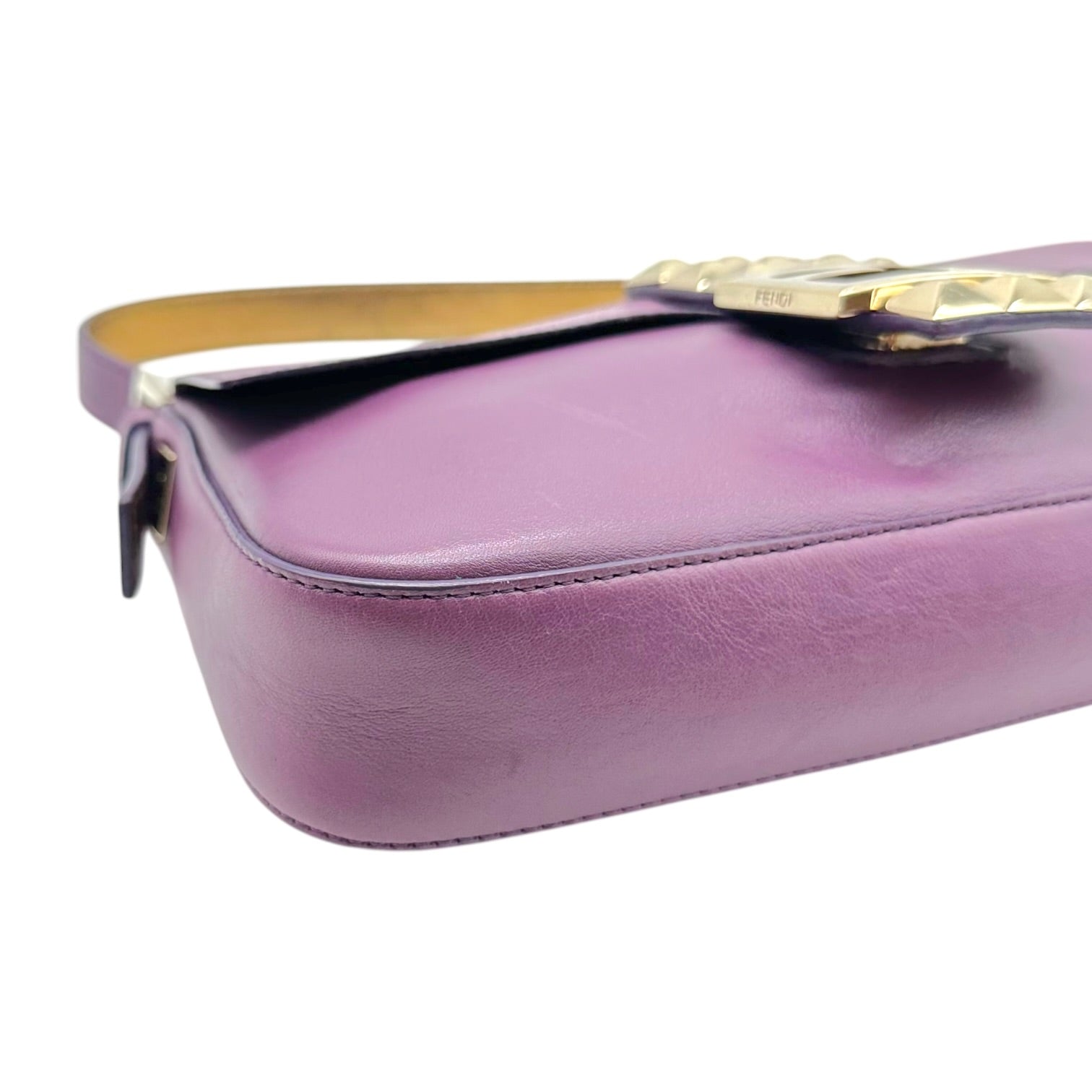 Fendi Purple Leather Baguette Bag with Gold Stud