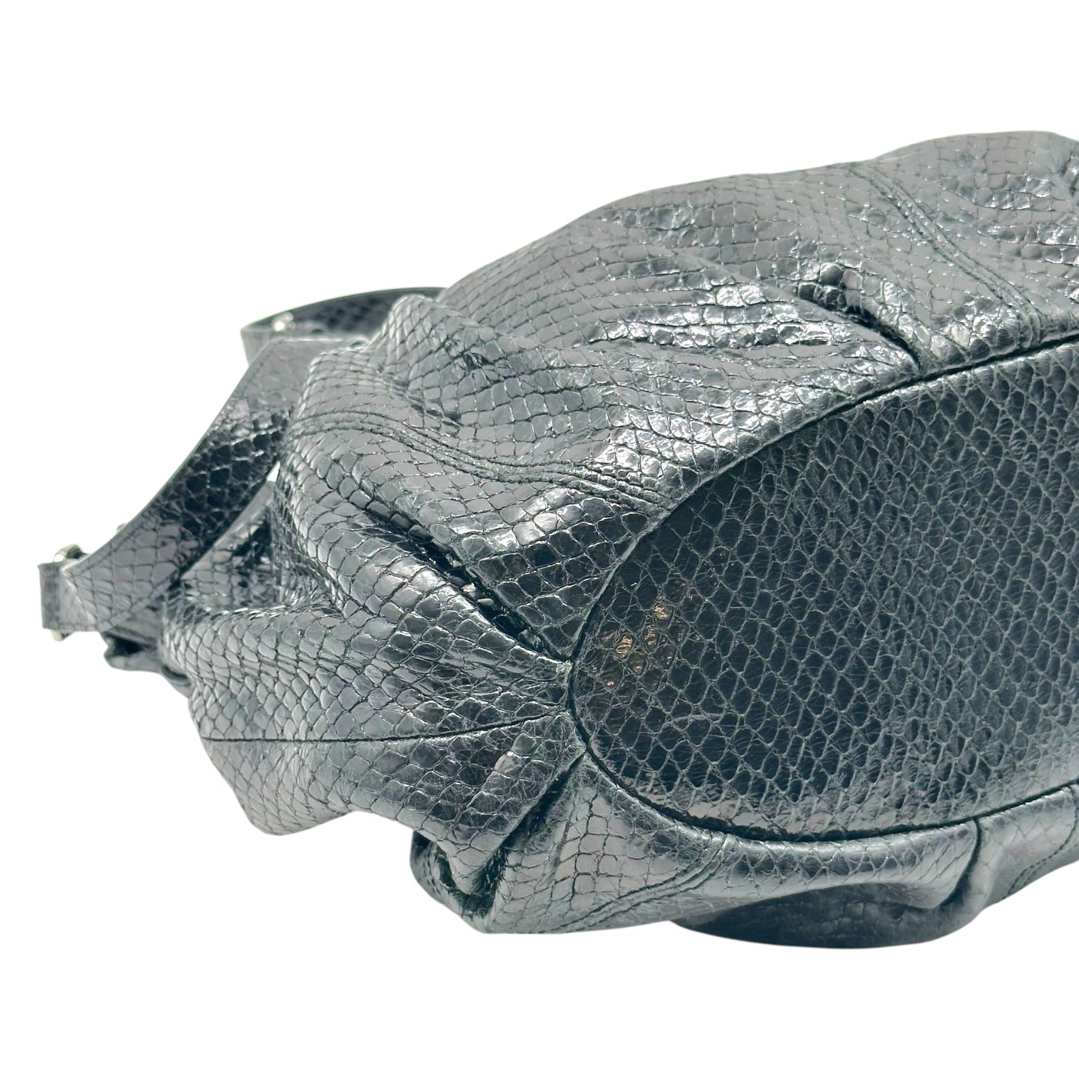 Celine Black Silver Snakeskin 2-Way Bag