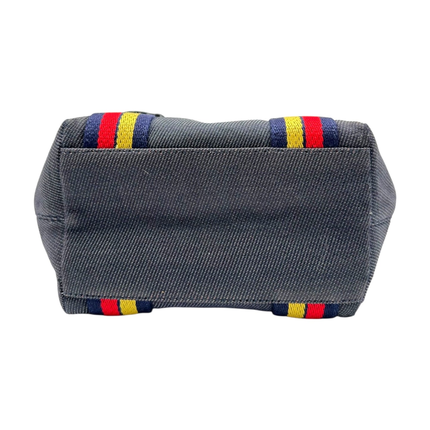 Fendi Denim Striped Mini Tote Bag with Embroidered Logo
