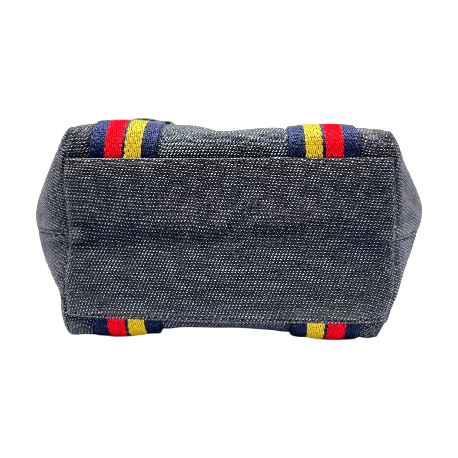 Fendi Denim Striped Mini Tote Bag with Embroidered Logo