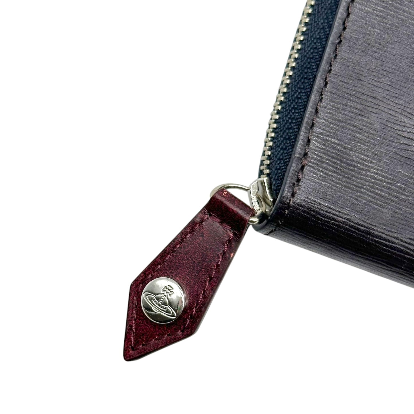 Vivienne Westwood Black Silver Logo Bi-Fold Zip Wallet