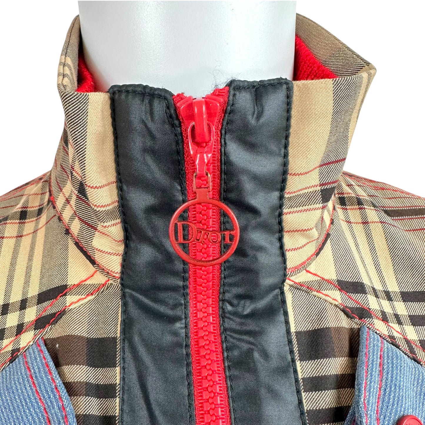 Christian Dior Multi-Pocket Sleeveless Vest Tan Plaid Denim