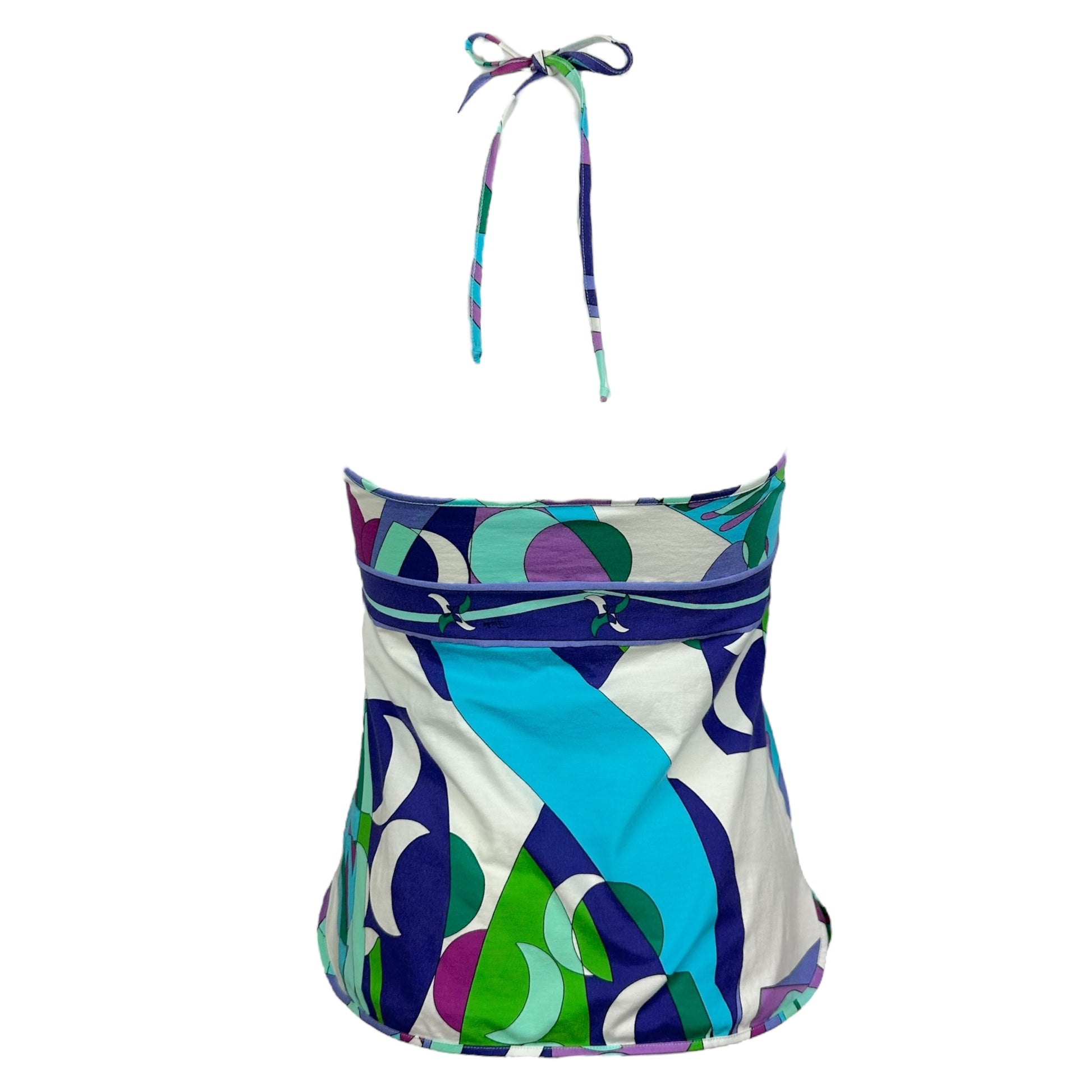 Emilio Pucci Blue Printed Halter Tank Top - Outfit Repeater