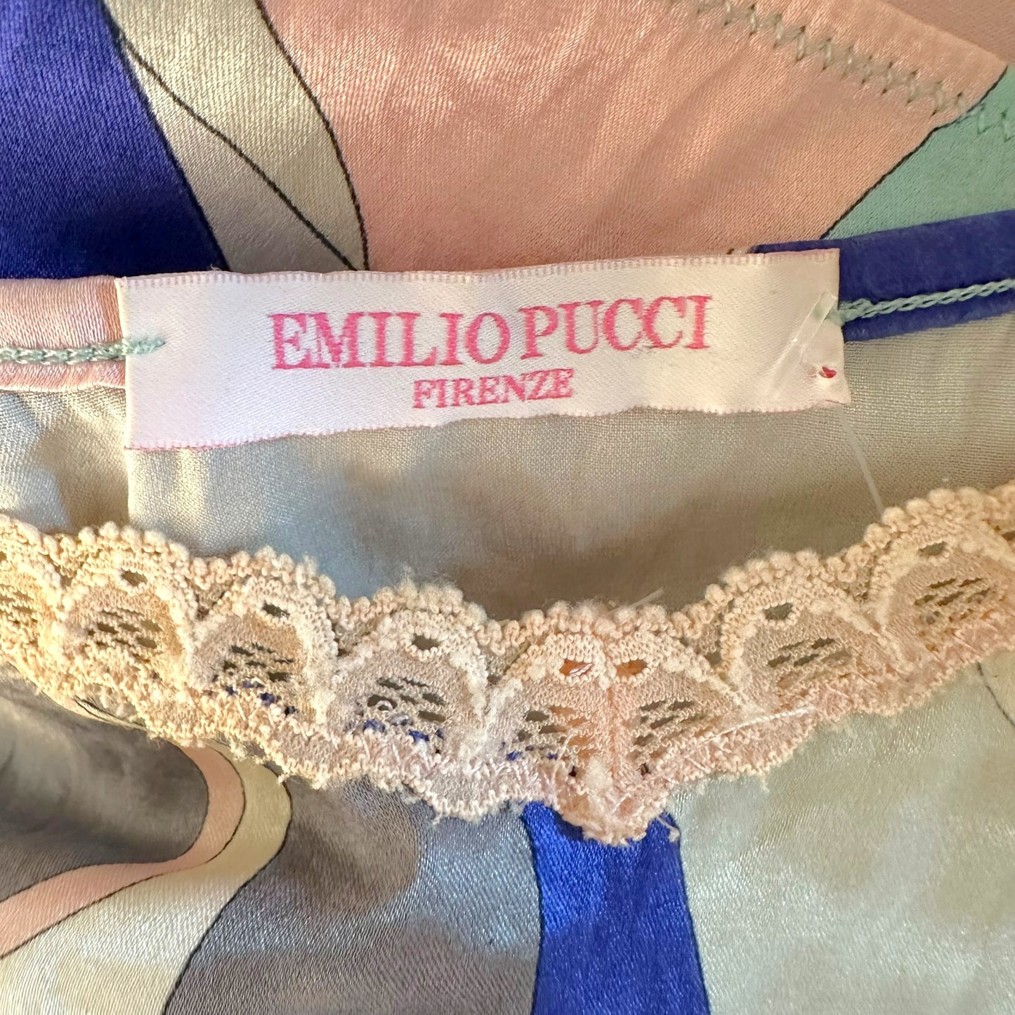 Emilio Pucci Pink & Blue Printed Silk Cami