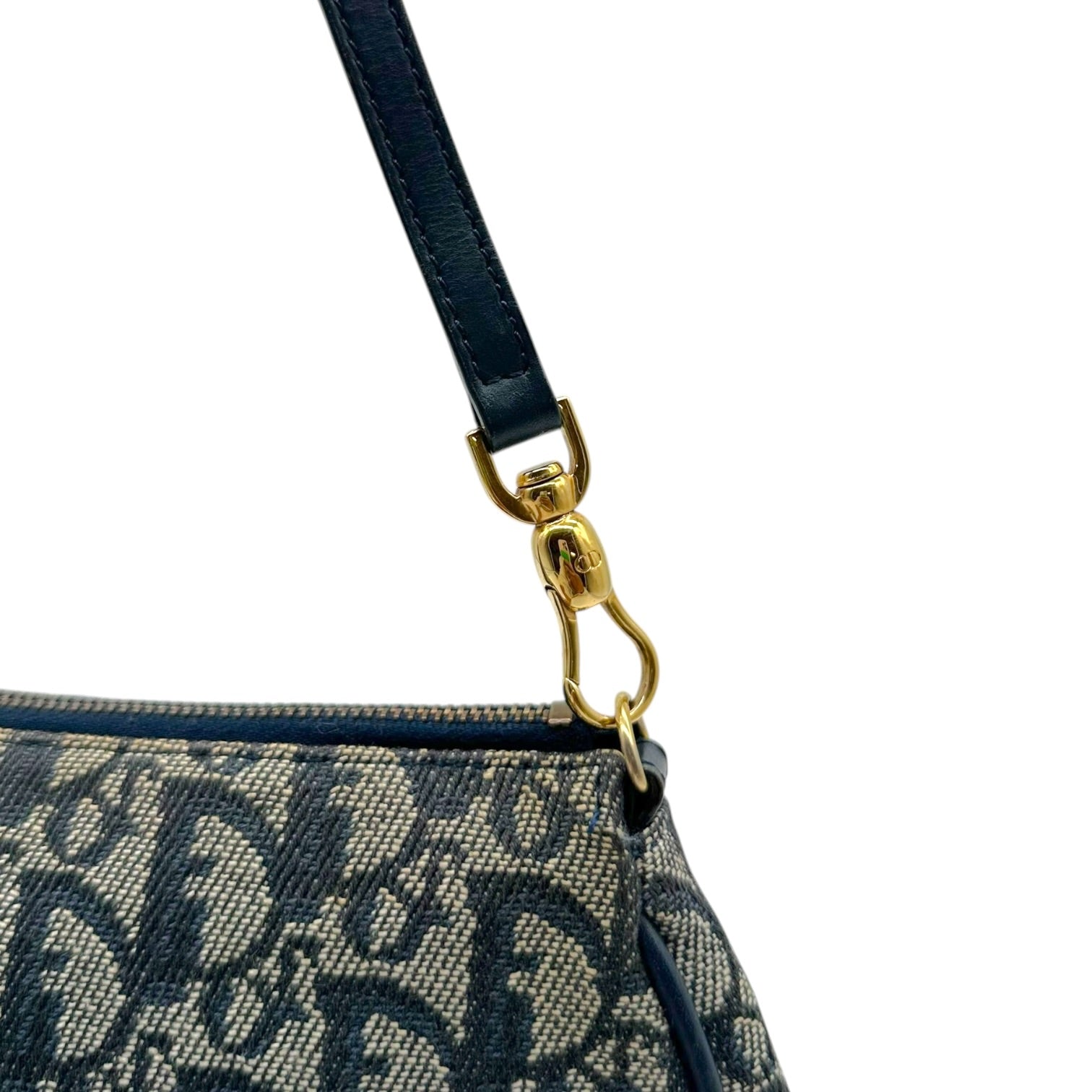Christian Dior Mini Saddle Bag Navy Blue Trotter Monogram
