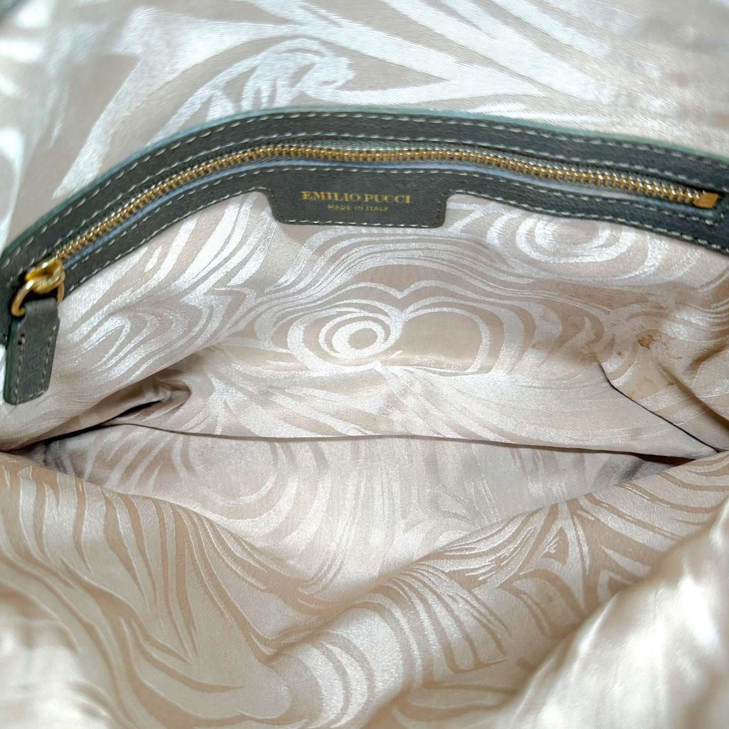 Emilio Pucci Gray Leather Gold Studded Clutch Bag