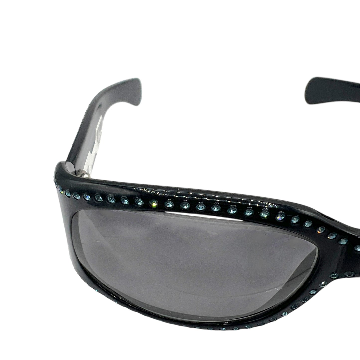 Dolce & Gabbana DG710S Black & Light Blue Crystal Embellished Oval Sunglasses