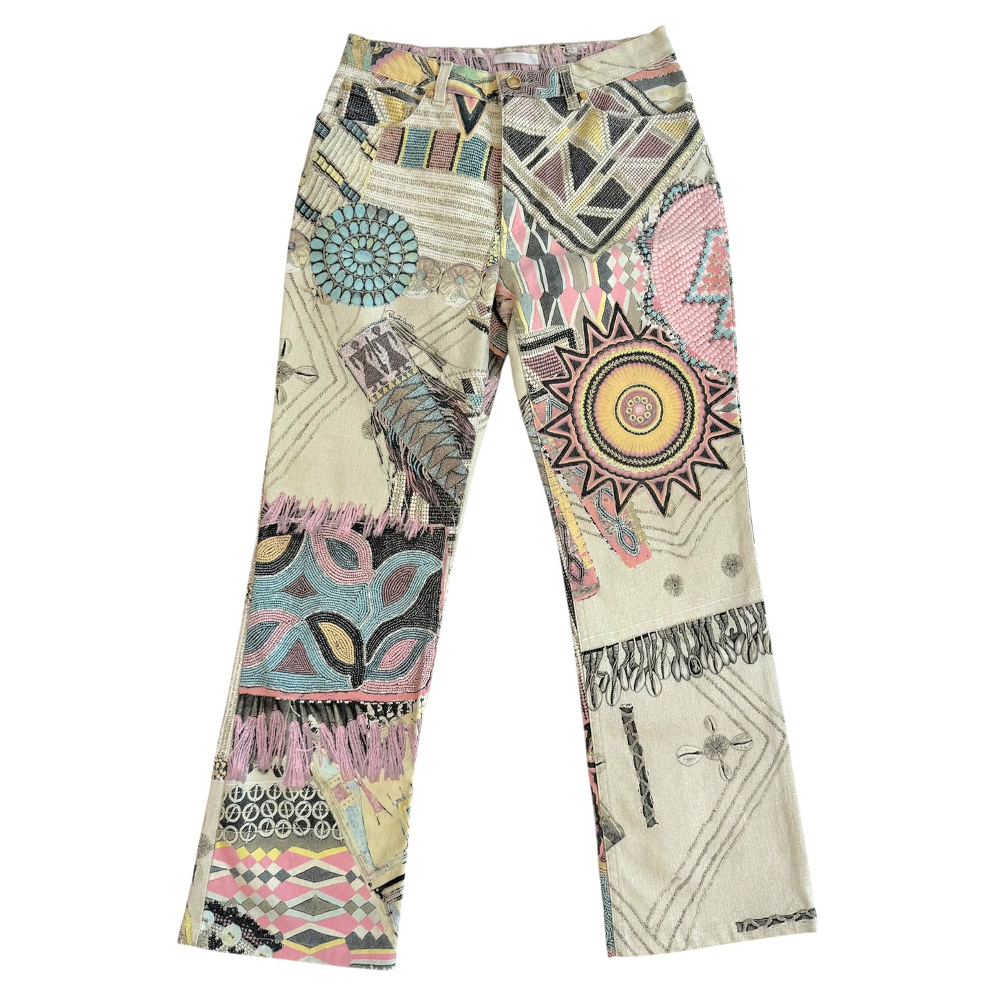 Roberto Cavalli Pastel Glitter Printed Jeans