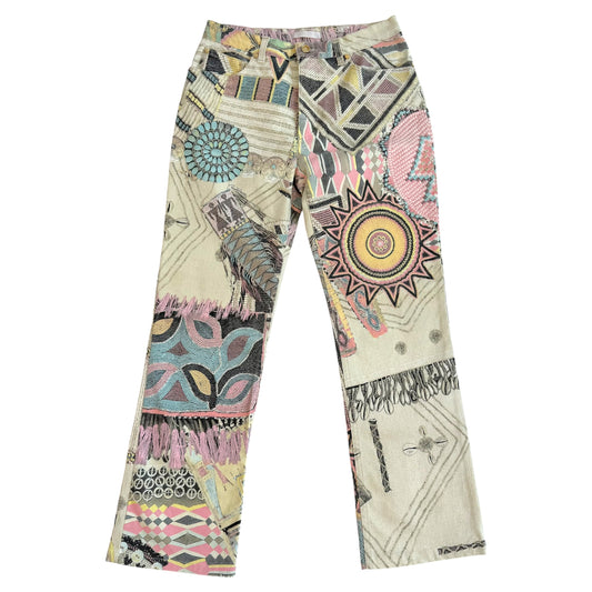 Roberto Cavalli S/S 2003 Pastel & Glitter Printed Jeans