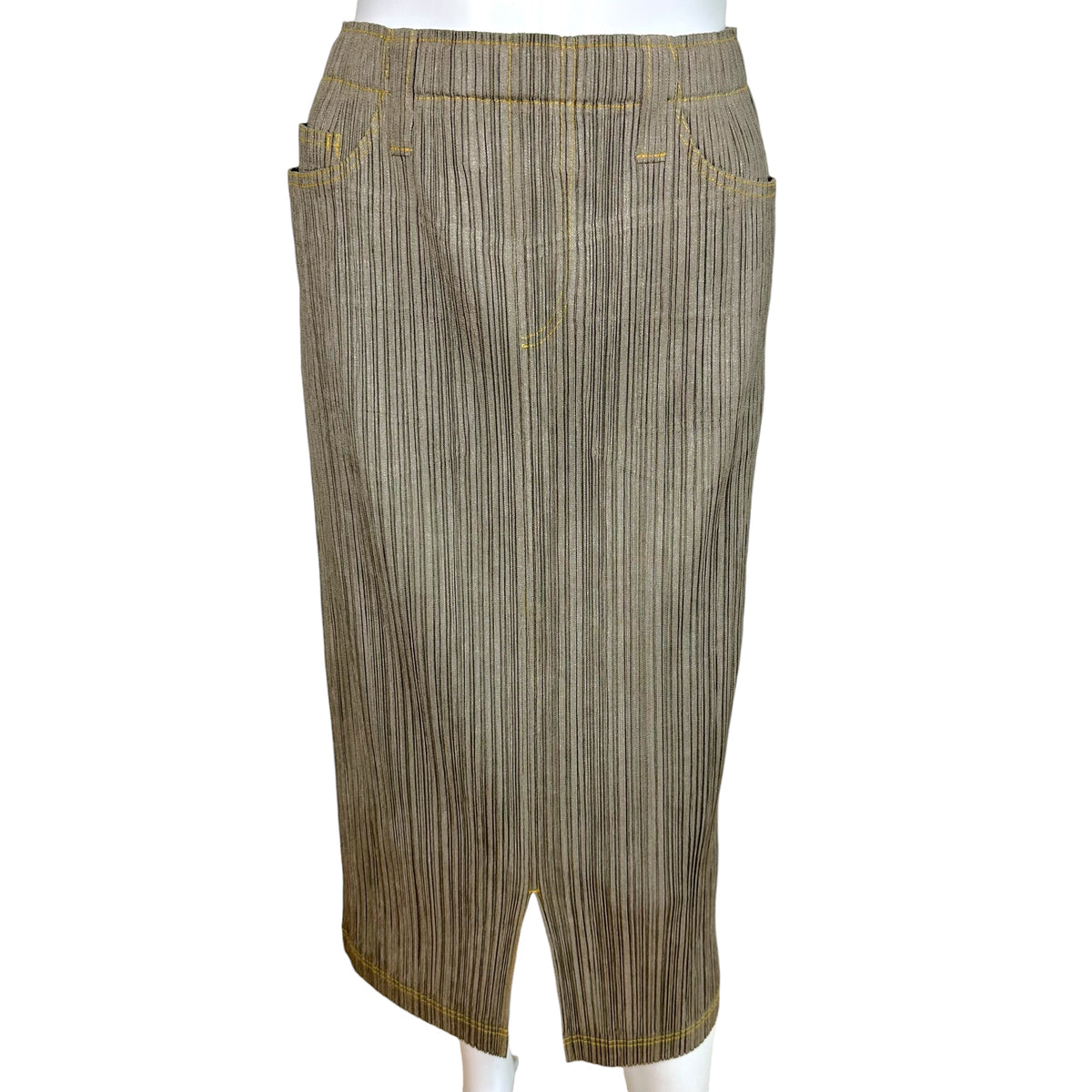 Issey Miyake Midi Skirt Gray Denim Print Size 3