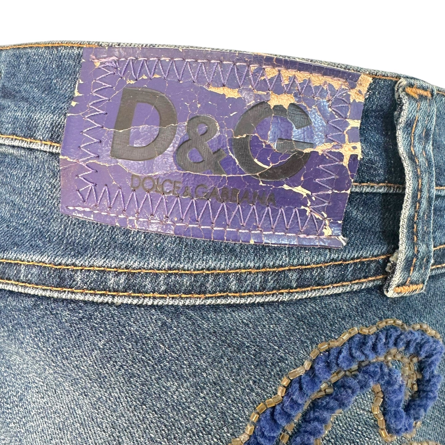 Dolce & Gabbana Denim Midi Skirt Blue Paisley Embroidery