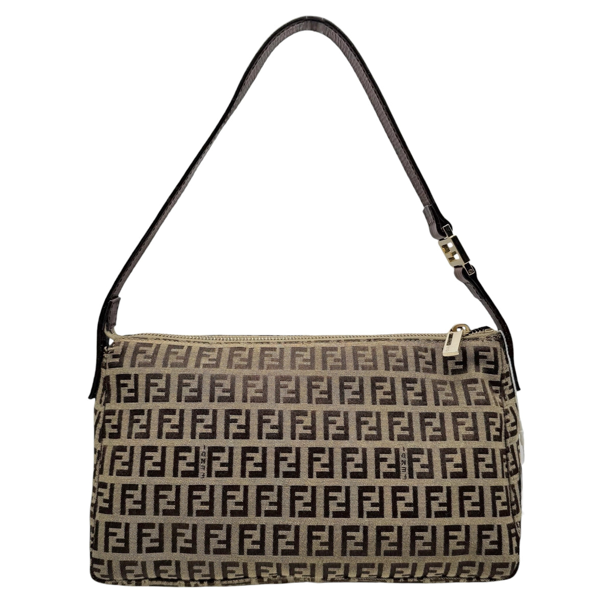 Fendi Shoulder Bag Light Brown Zucchino Monogram Fabric
