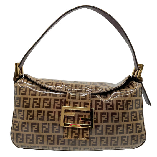Fendi Tan Zucchino Monogram Coated Fold-Over Baguette Bag - Outfit Repeater