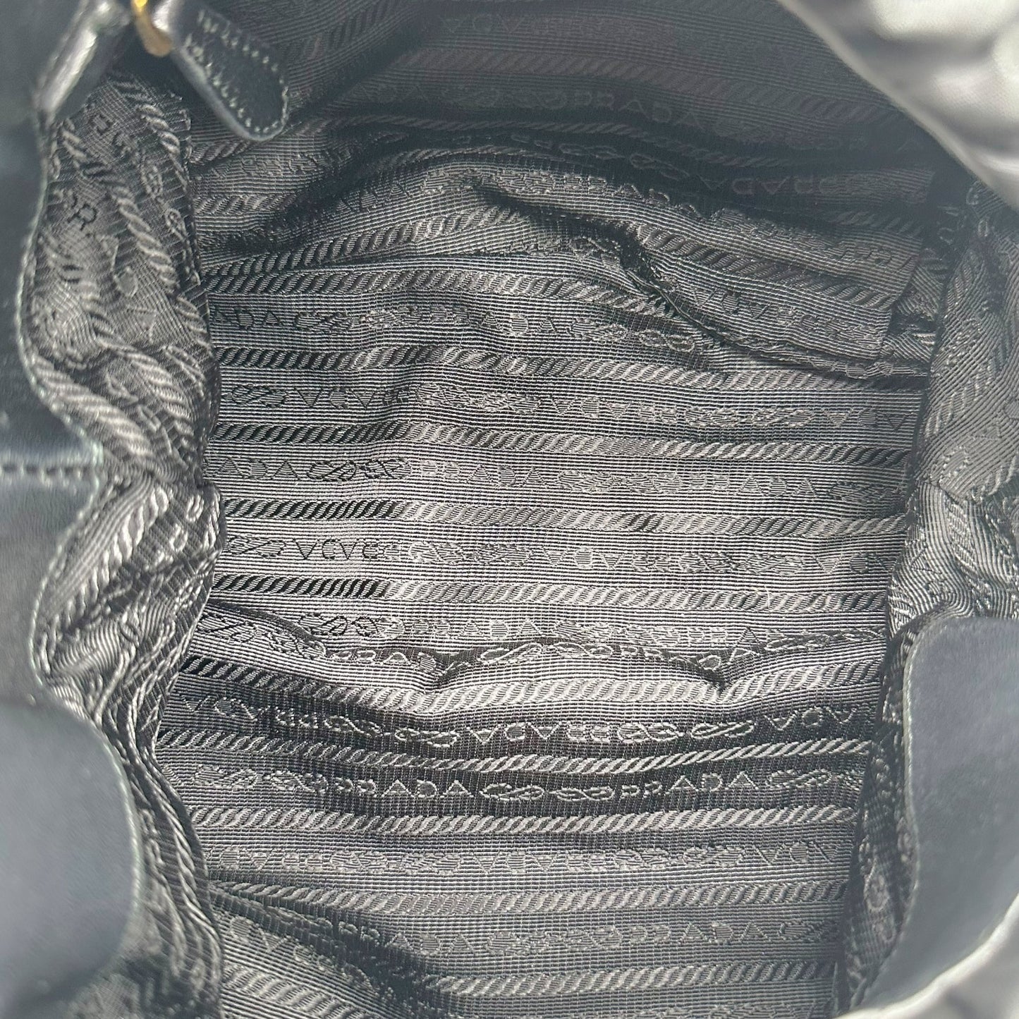 Prada Black Nylon Leather Bow Bucket Bag