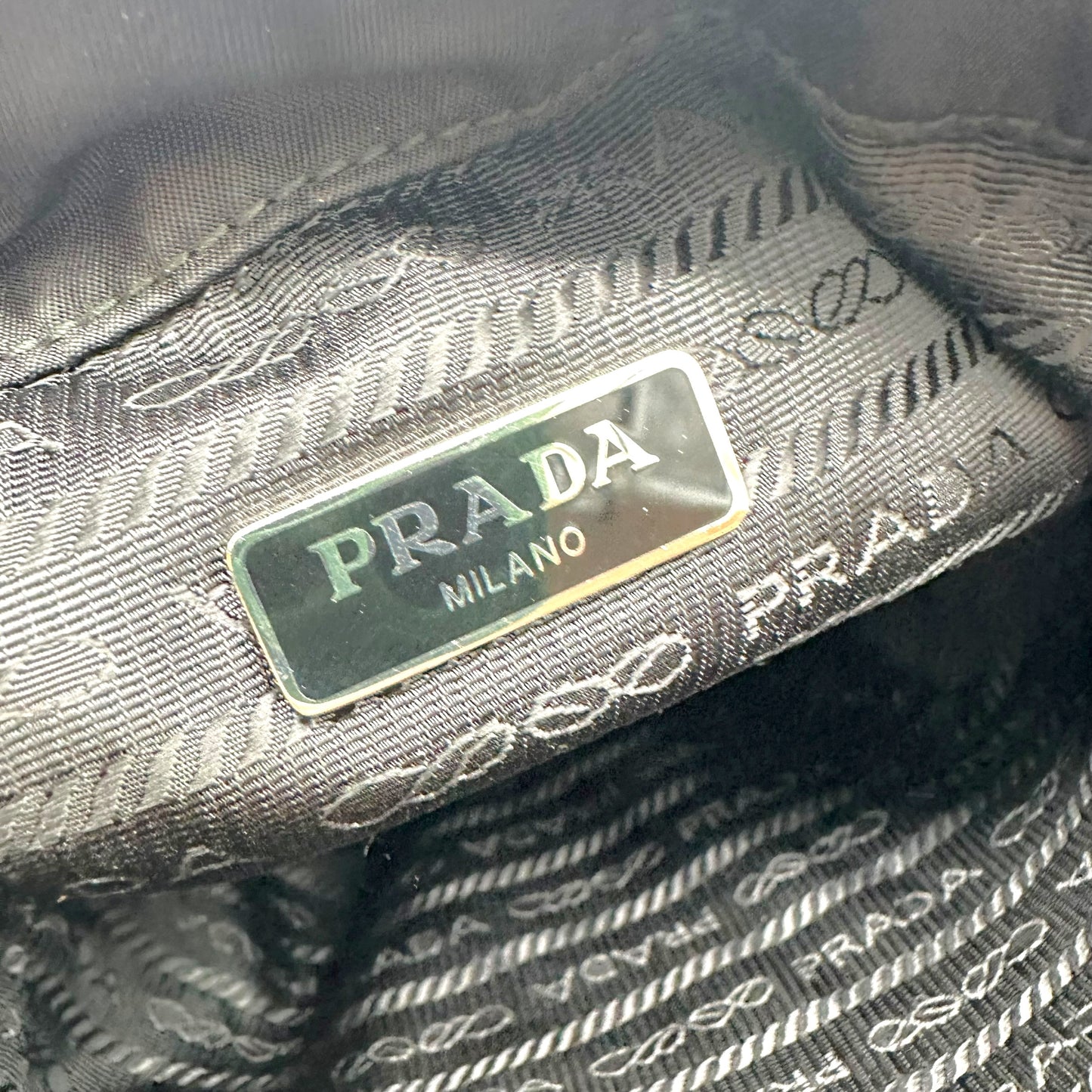 Prada Black Nylon Drawstring Wristlet Clutch Bag