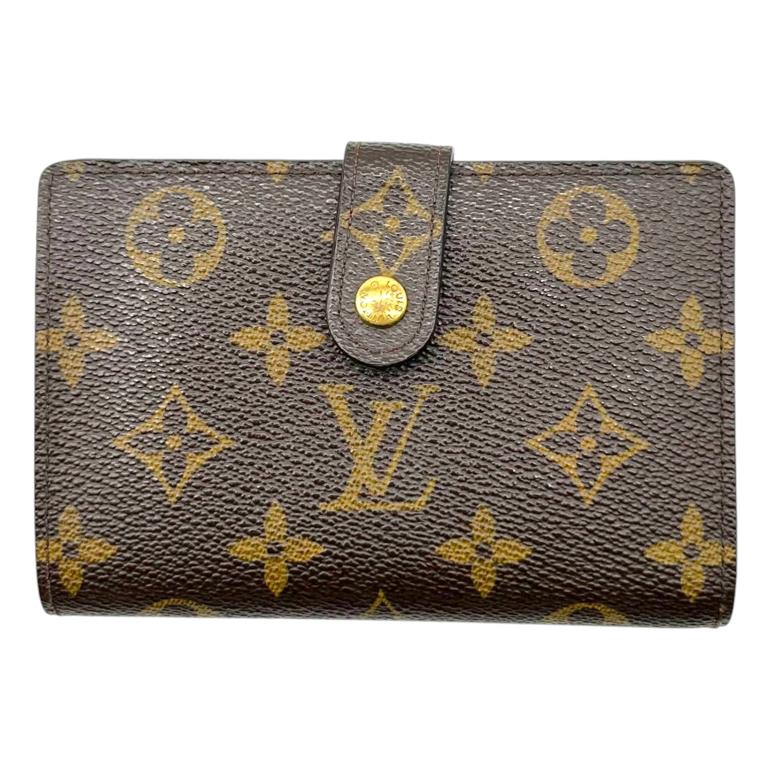 Louis Vuitton Monogram Kisslock Wallet Brown Tan