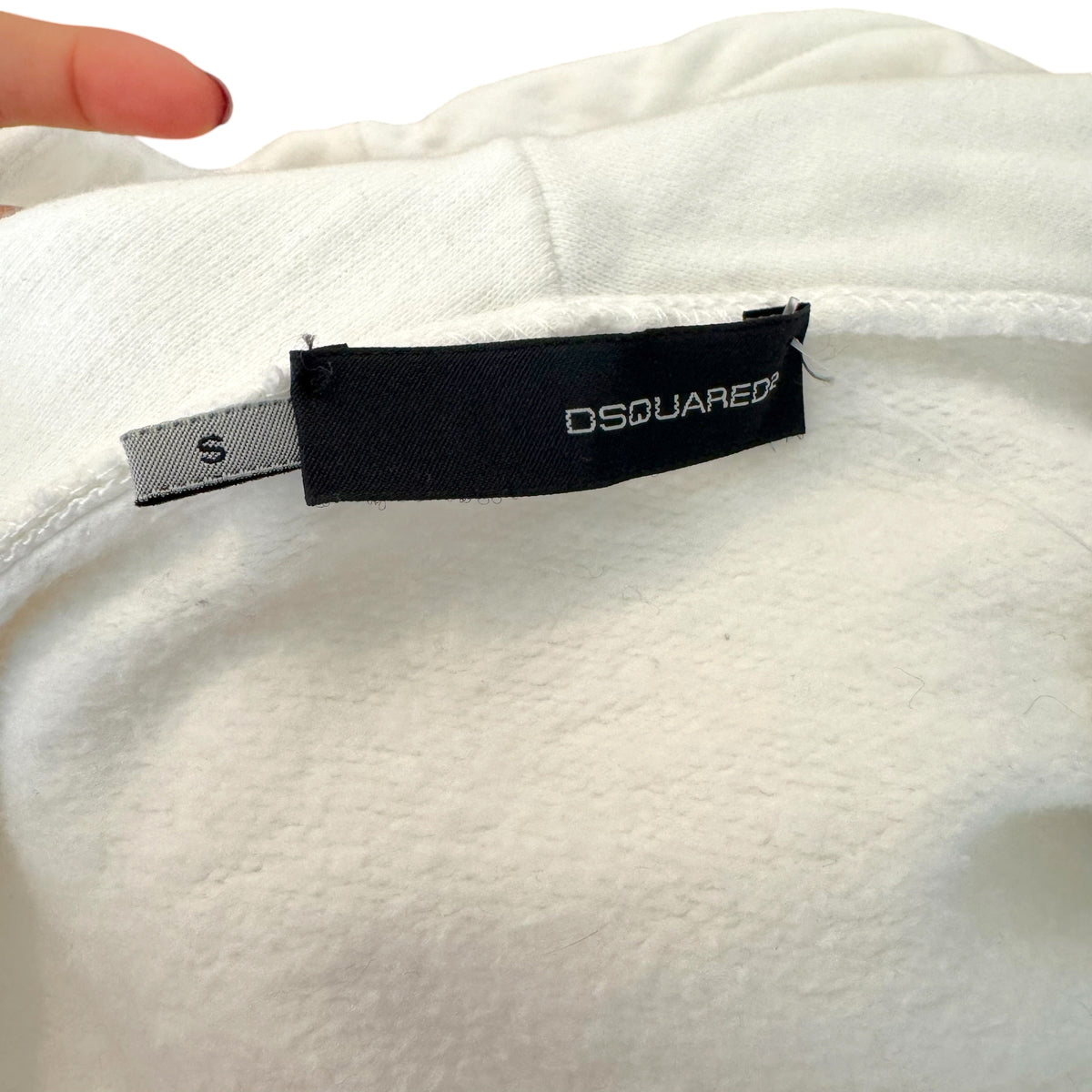 Dsquared2 White Cropped Hoodie With Maple Syrup Graphic