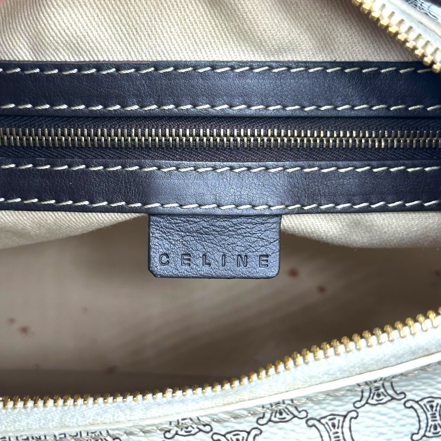 Celine White Triomphe Monogram Shoulder Bag - Outfit Repeater