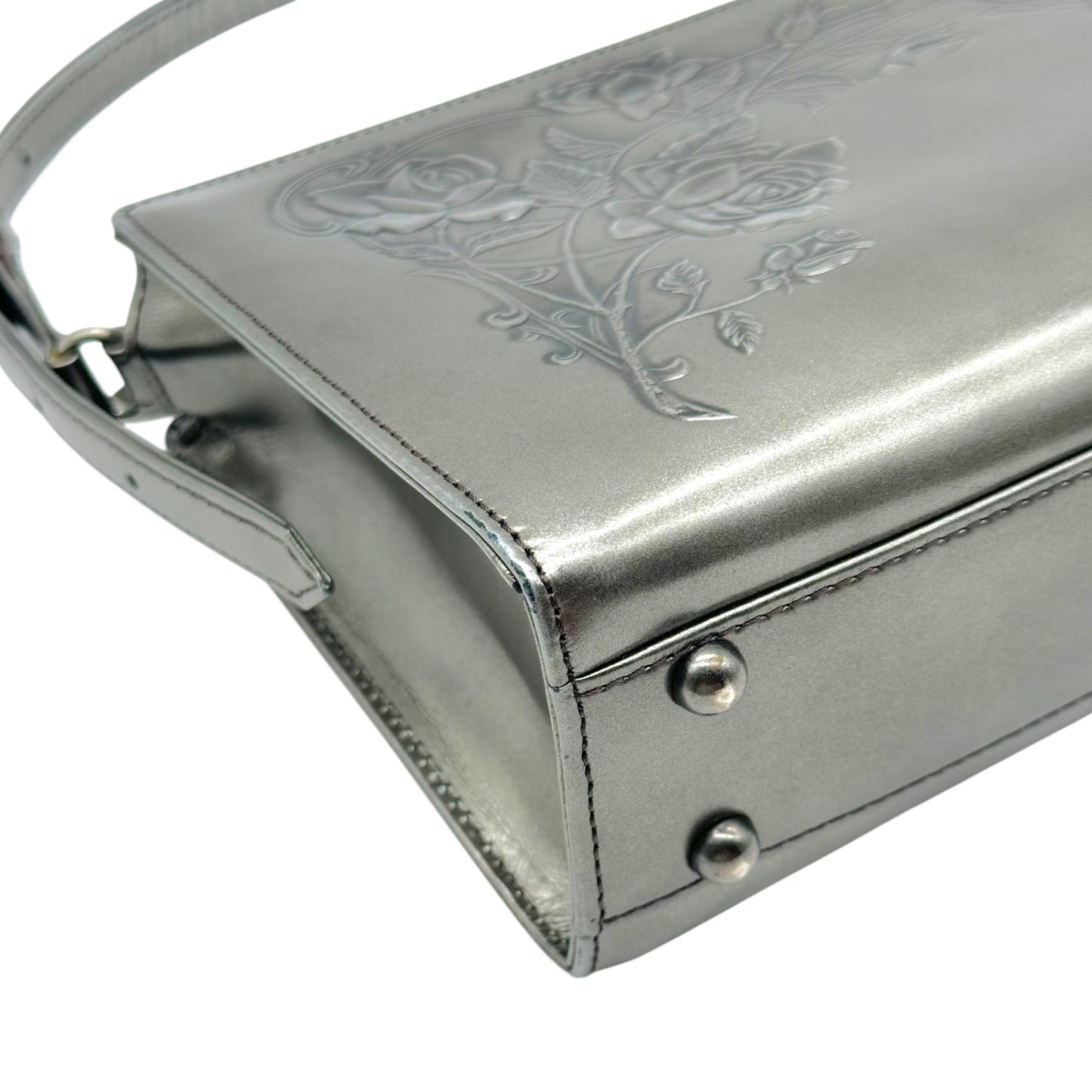 Jean Paul Gaultier Gray 'Gun' Embossed Leather Handbag