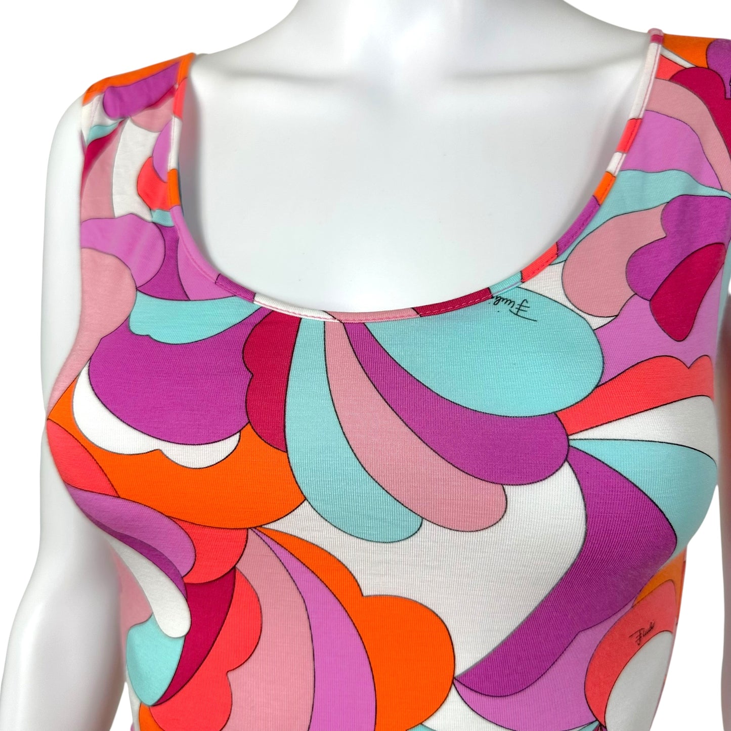Emilio Pucci Blue Purple & Orange Printed Tank Top
