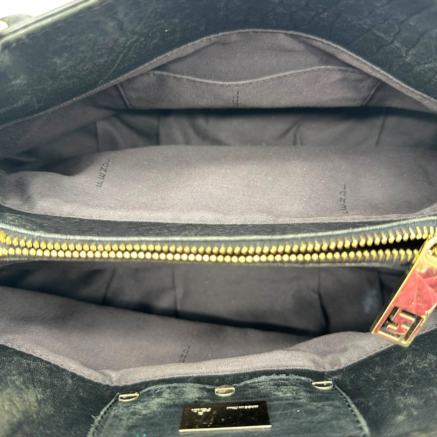 Fendi Black Leather Mia Logo Hardware Bag