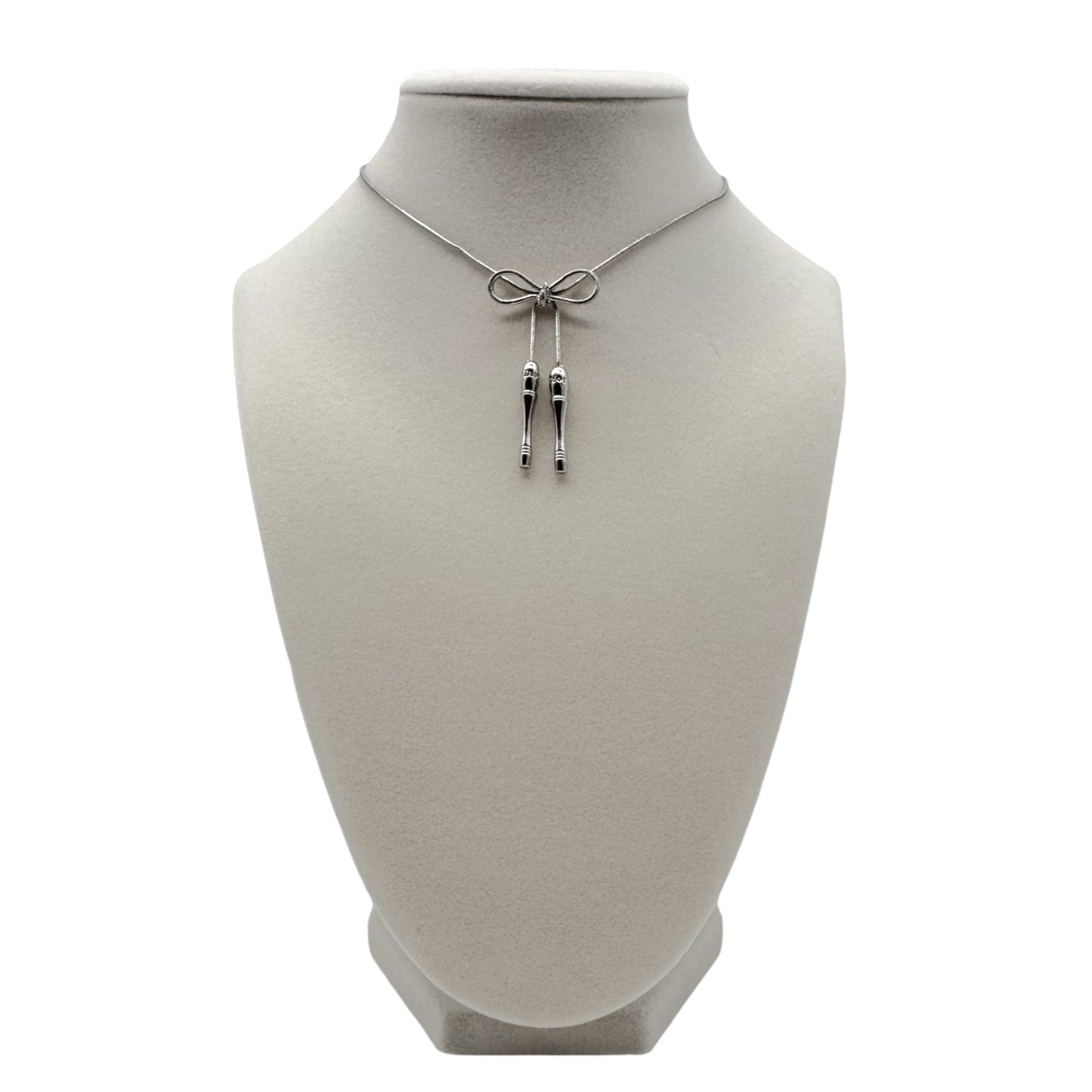 Christian Dior Silver Bow Choker Necklace