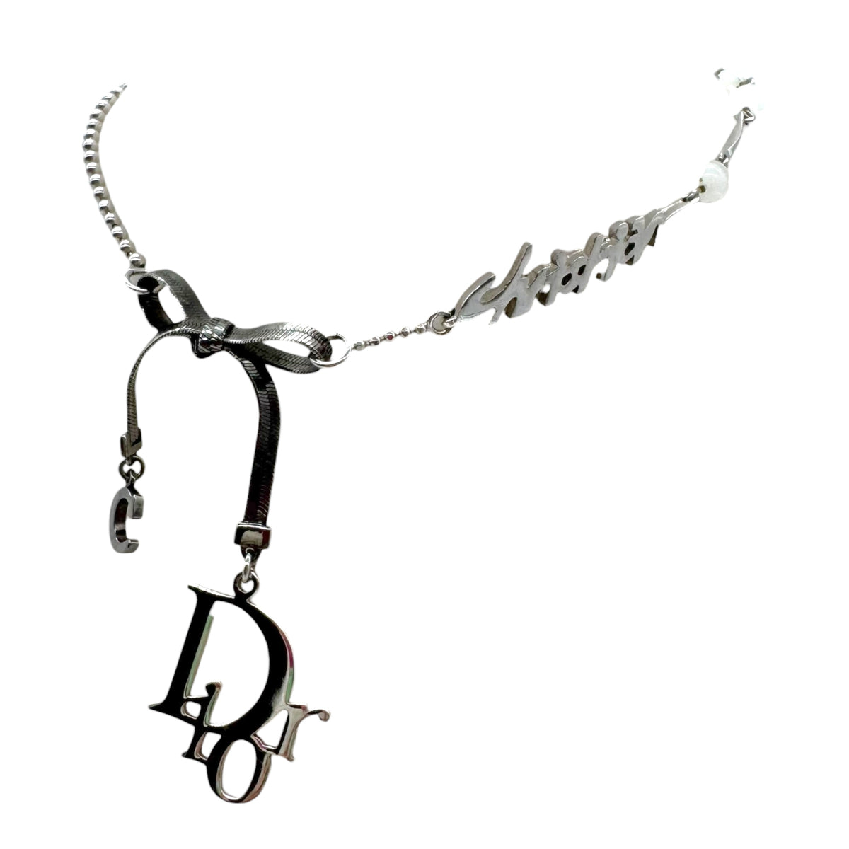 Christian Dior Multi-Logo Bow Choker Necklace