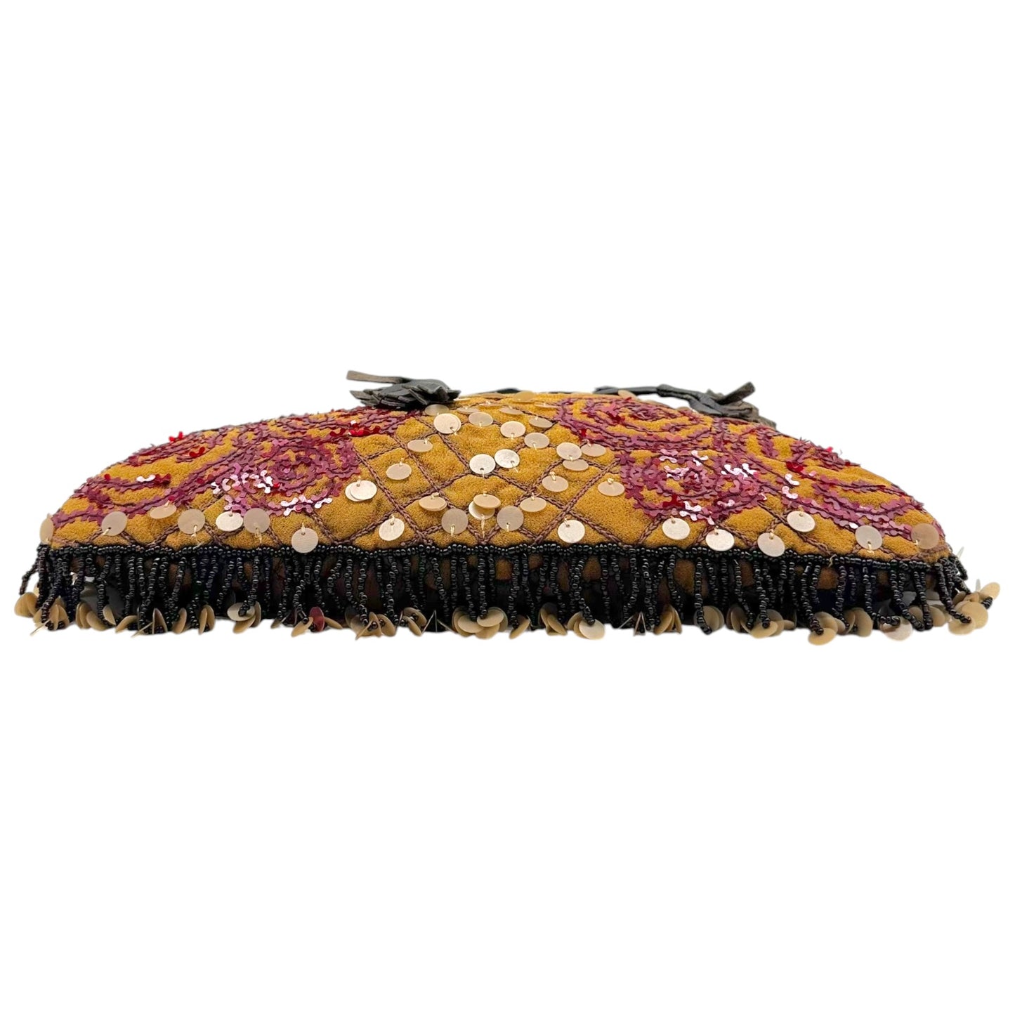 Jamin Puech Brown & Burgundy Sequin & Beaded Shoulder Bag