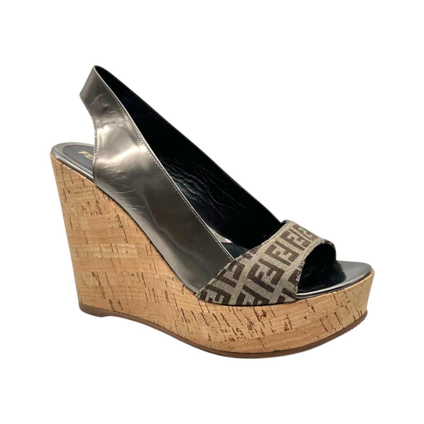Fendi Zucchino Monogram Wedge Sandals