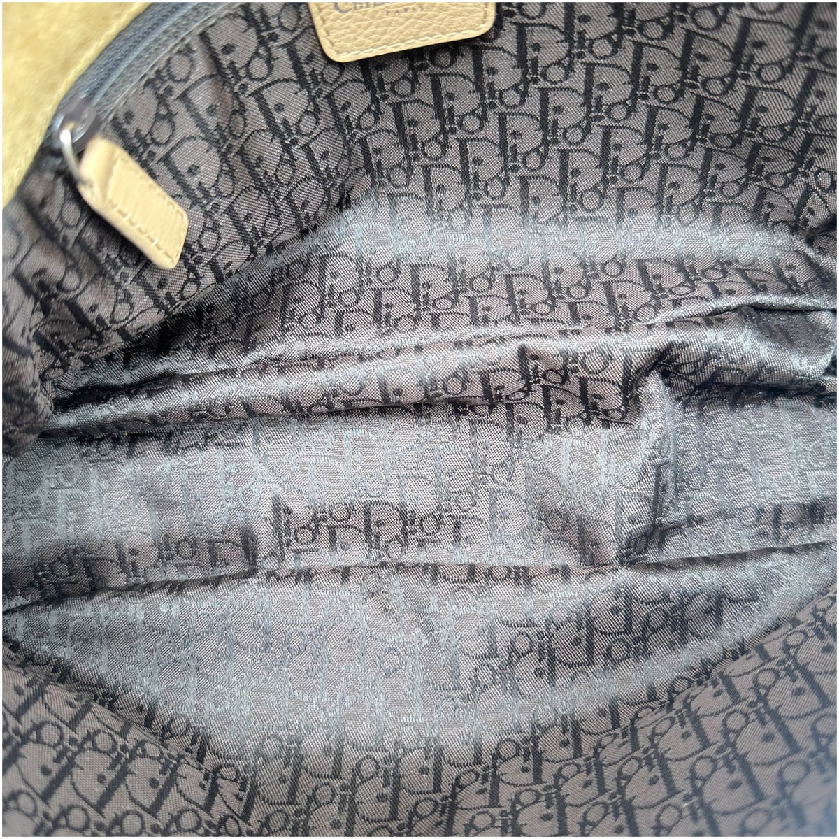 Christian Dior Tan Suede Rhinestone Shoulder Bag