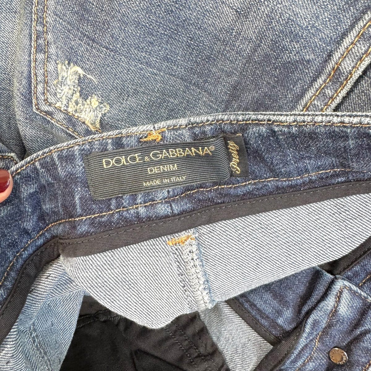 Dolce & Gabbana Dark Wash Distressed Capri Jeans