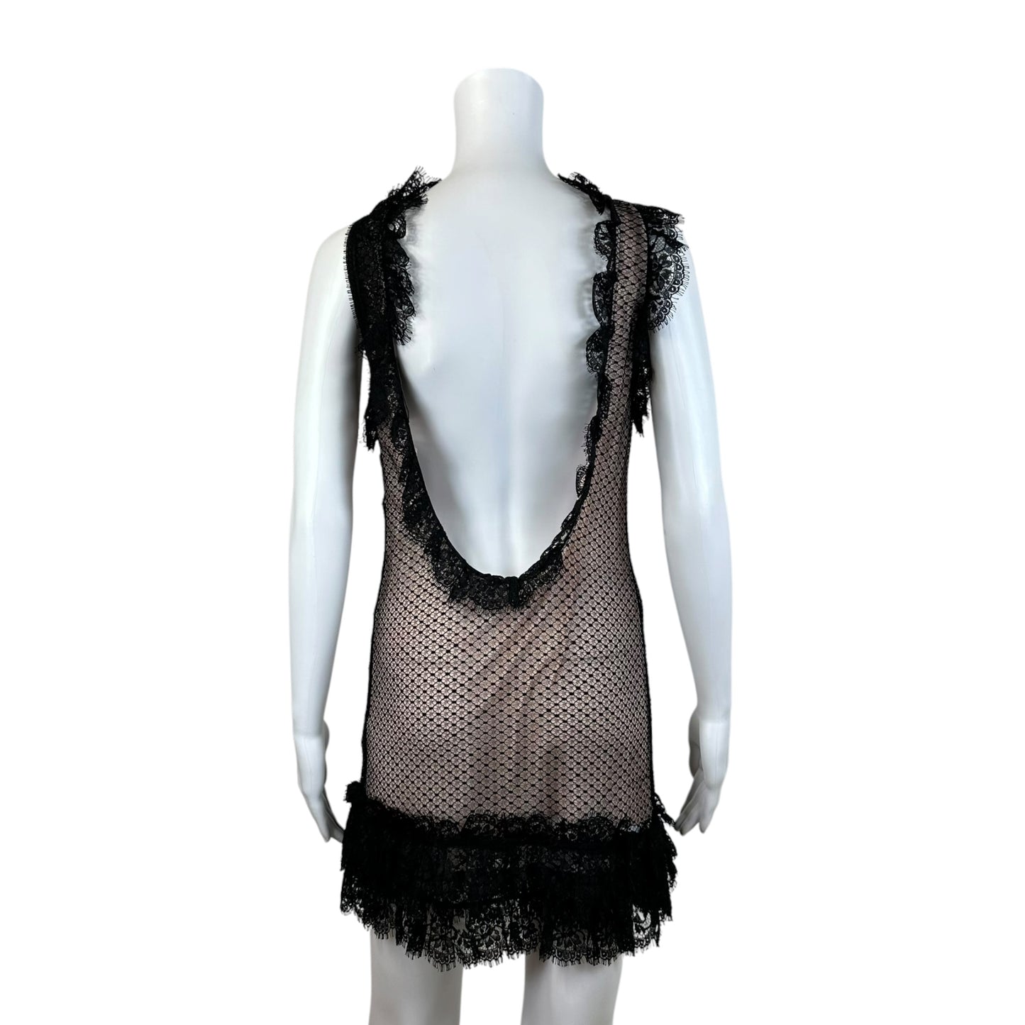 Dsquared2 Black Lace Ruffle Trim Mini Dress