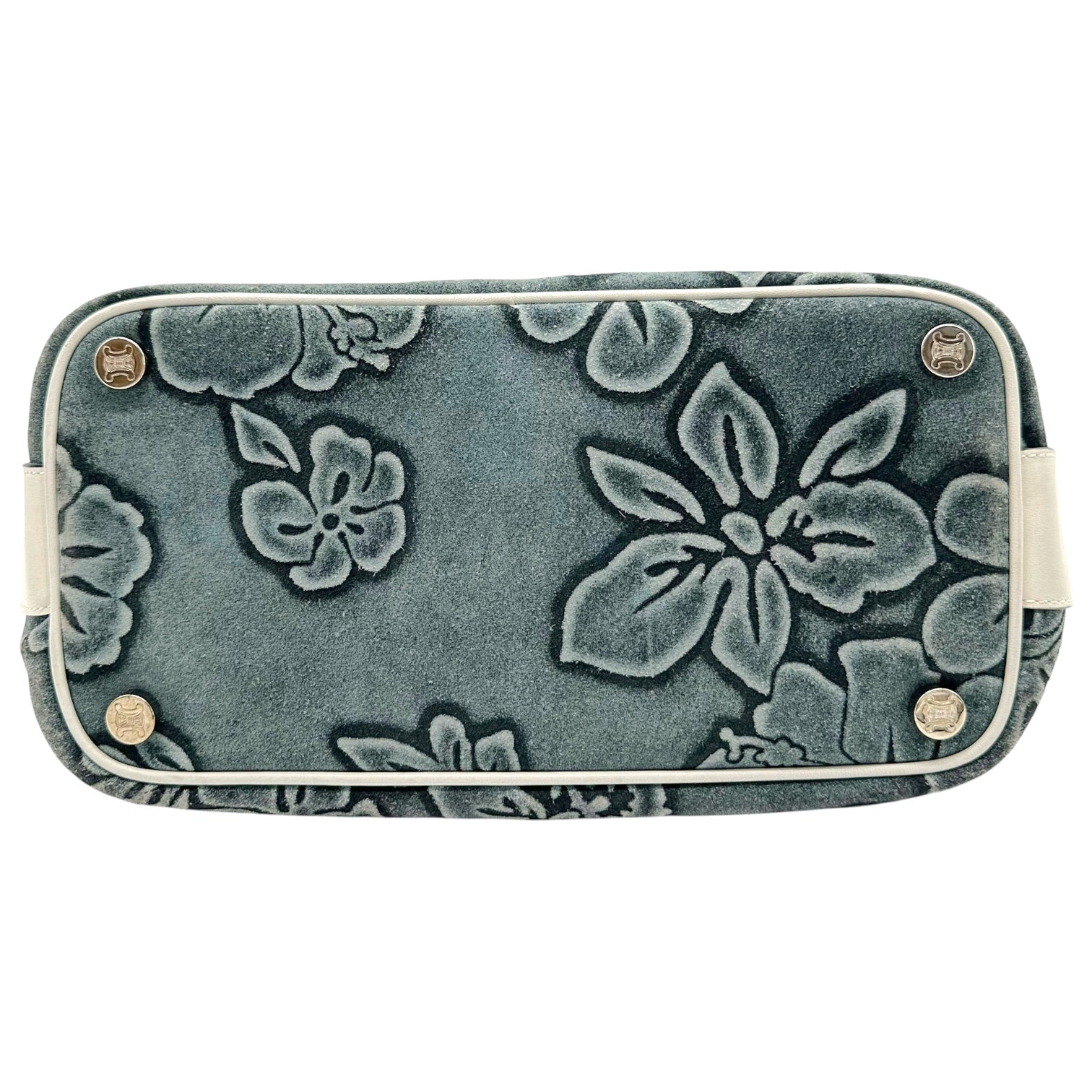 Celine Blue Suede Embossed Pochette Bag