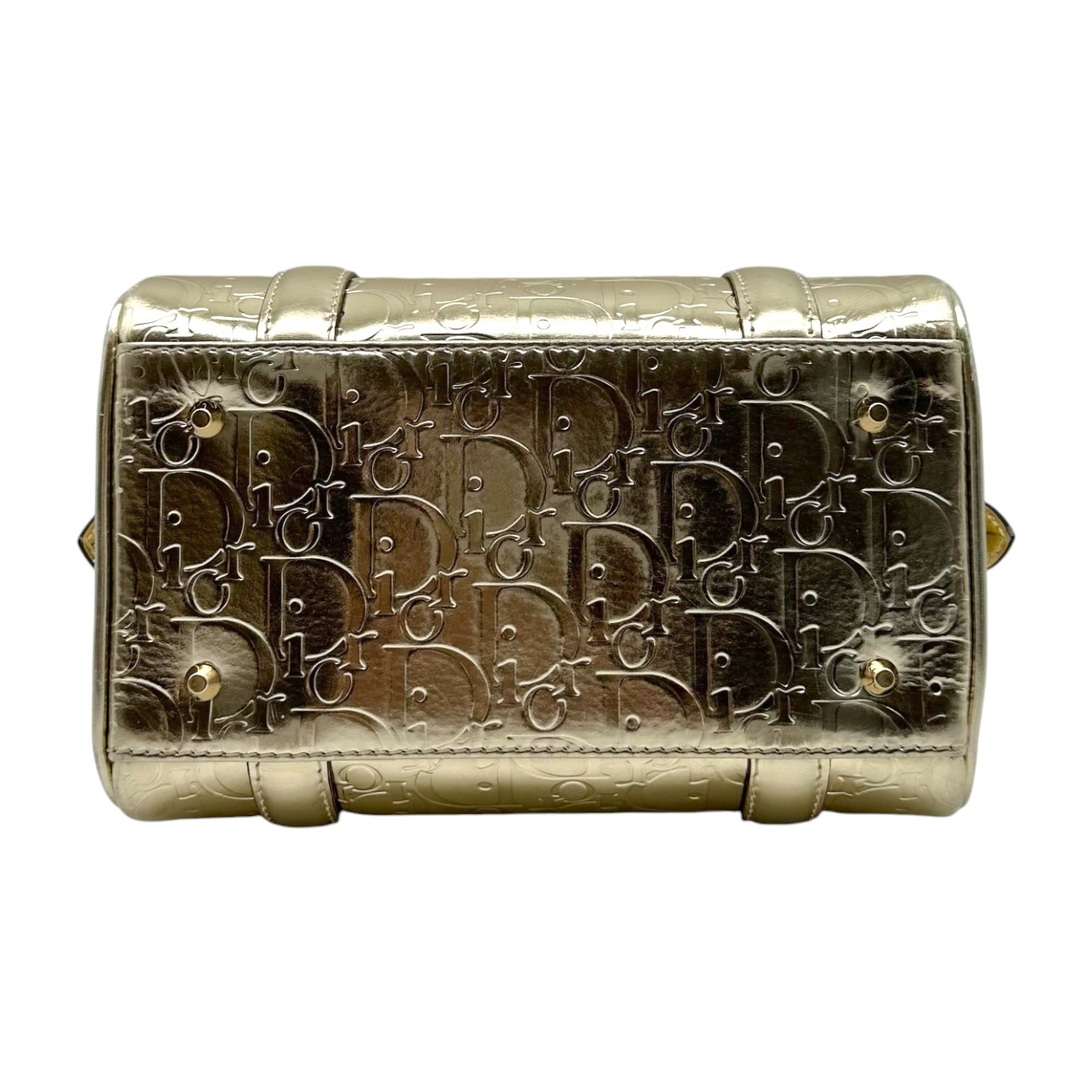 Christian Dior Gold Metallic Trotter Monogram Small Handbag