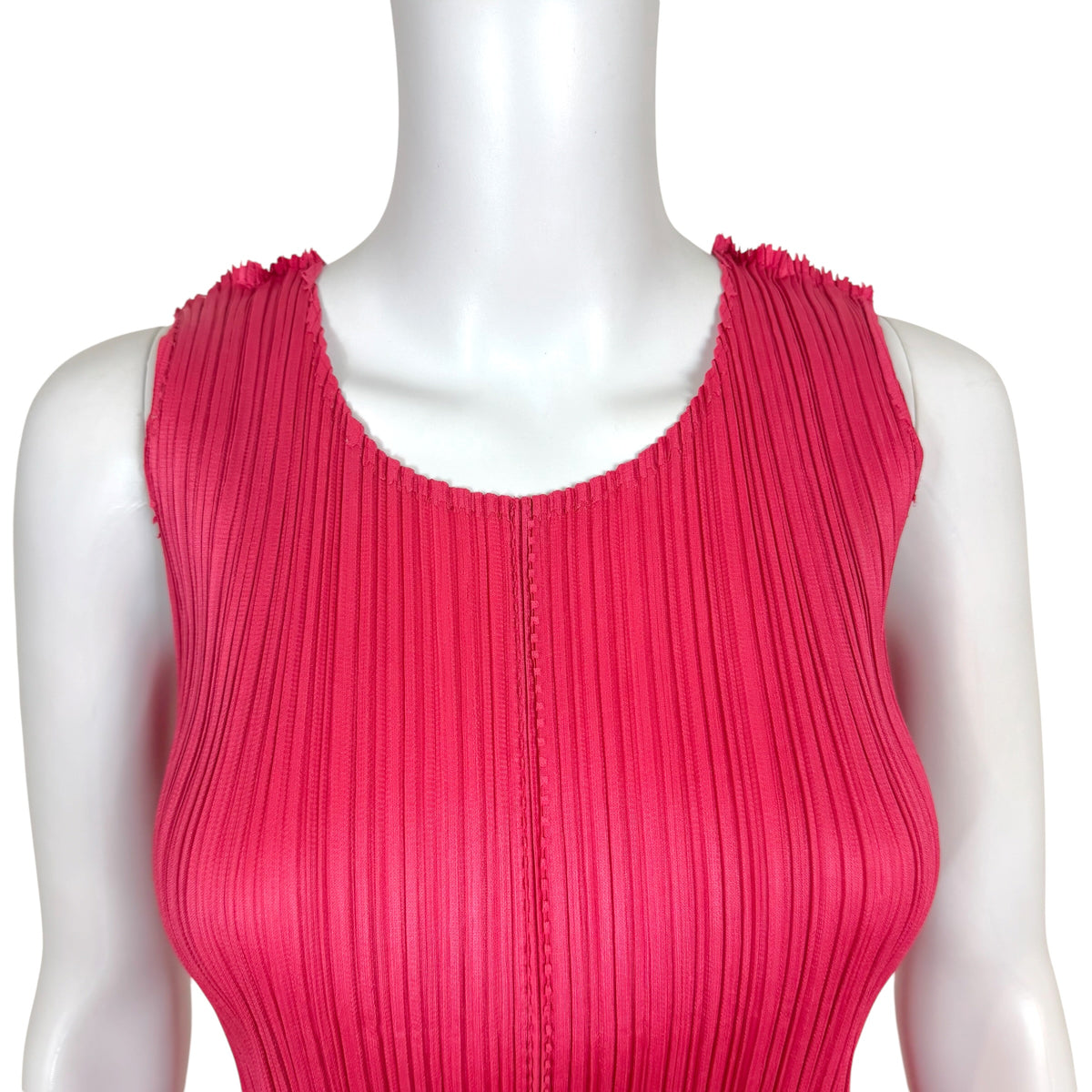 Issey Miyake Pleats Please Berry Pink Cut-Out Pleated Tank Sz 3