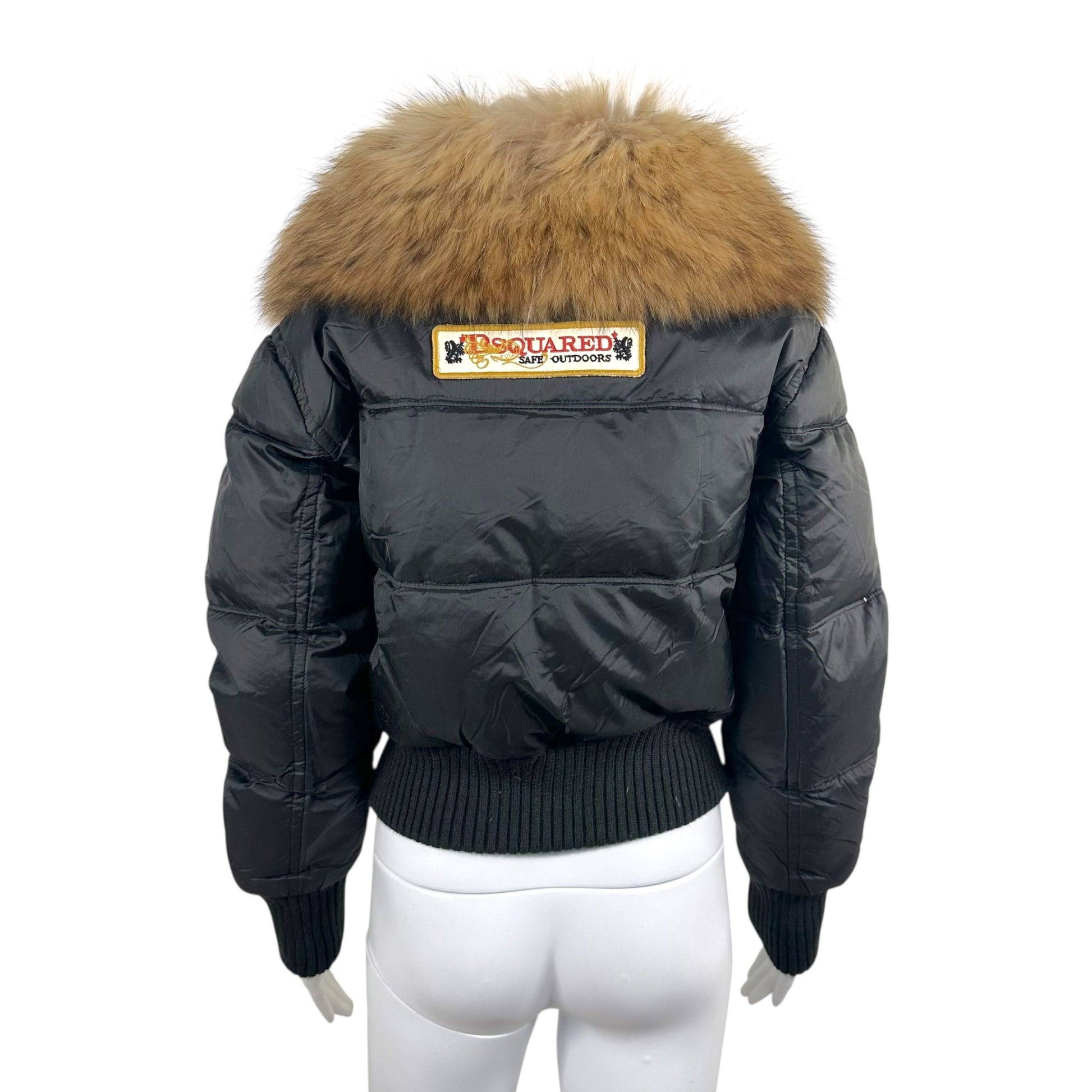 Dsquared2 Black Cropped Fur Hood Jacket - Outfit Repeater