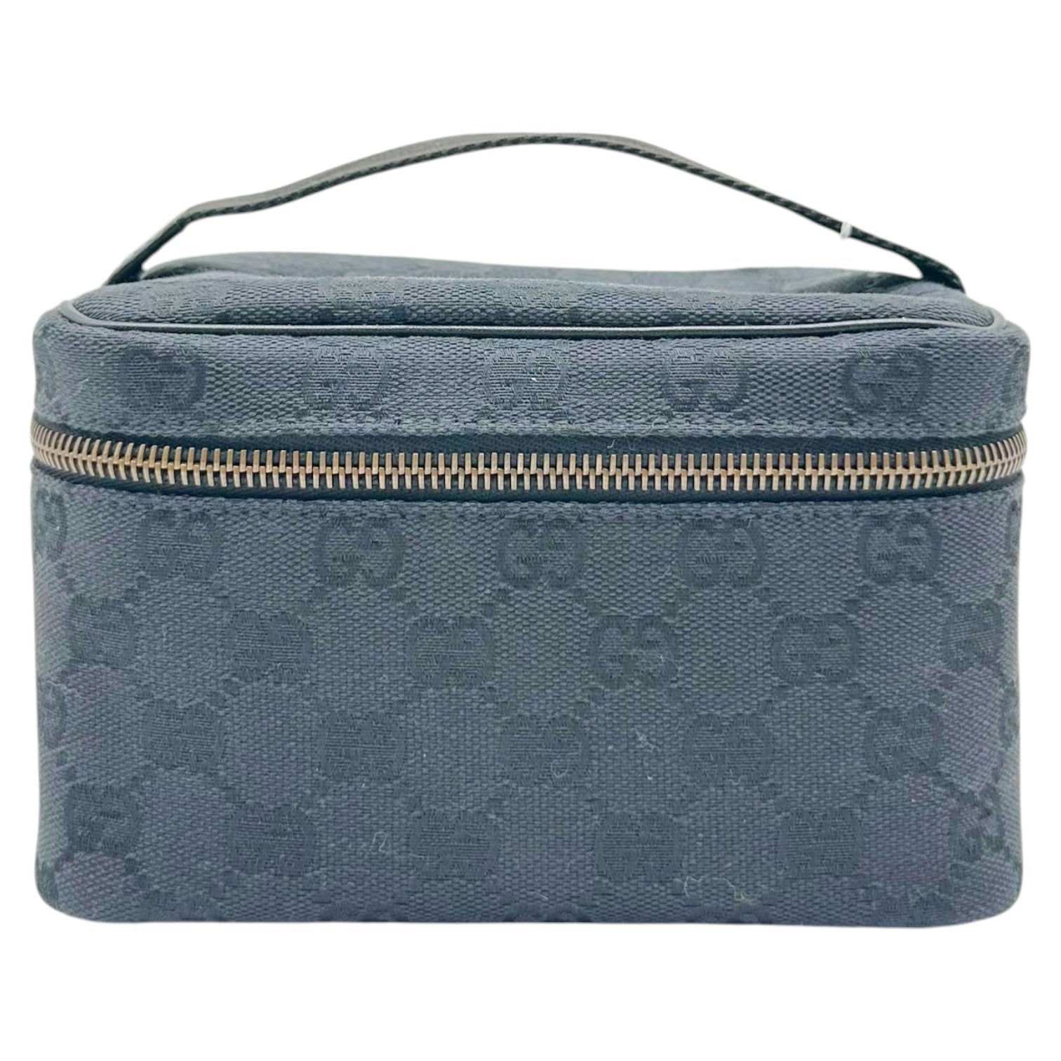 Gucci Black Canvas Monogram Mini Vanity Bag
