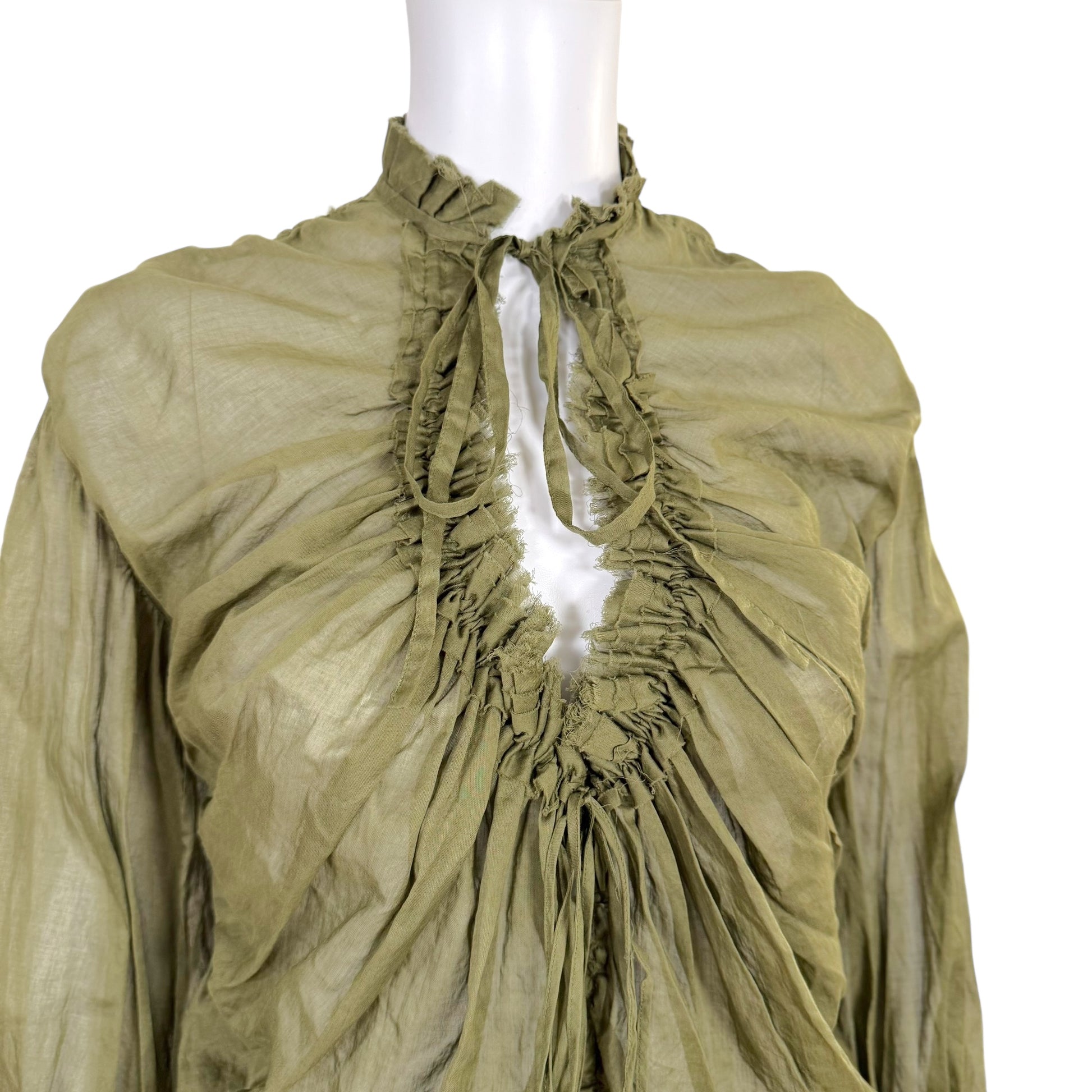 Dsquared2 Khaki Green Multi-Tie Sheer Blouse NEW - Outfit Repeater