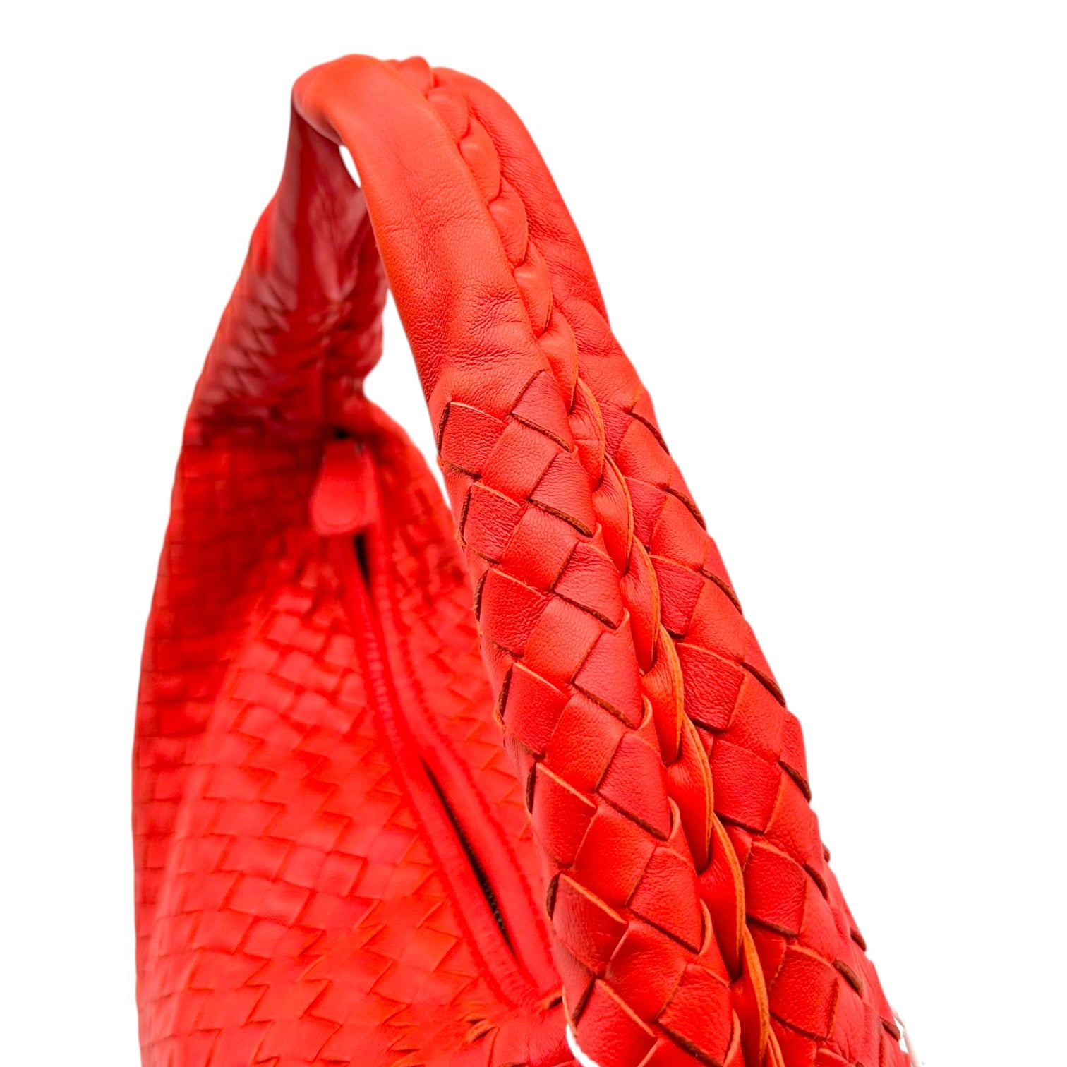 Bottega Veneta Orange Woven Leather Small Hobo Bag