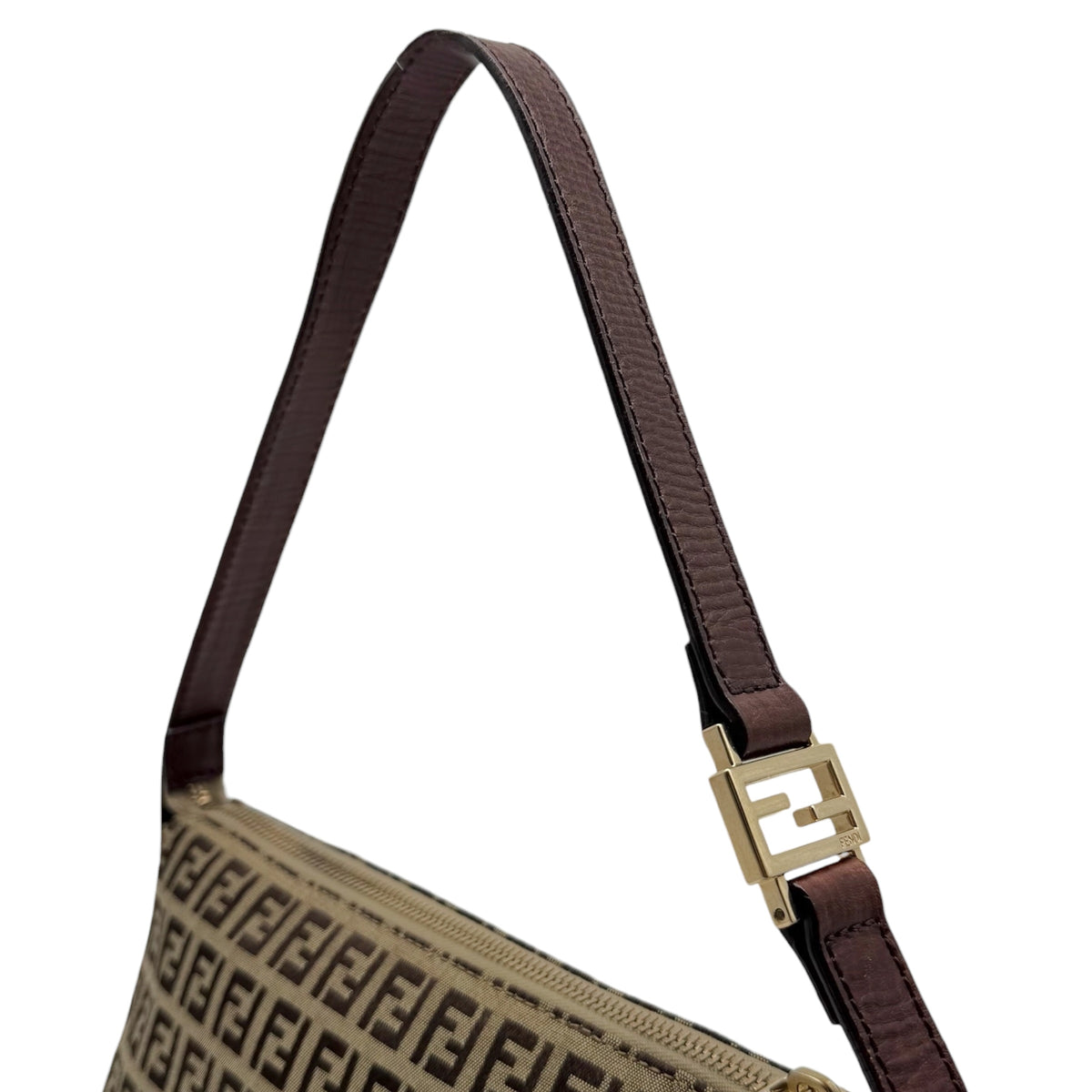 Fendi Shoulder Bag Light Brown Zucchino Monogram Fabric