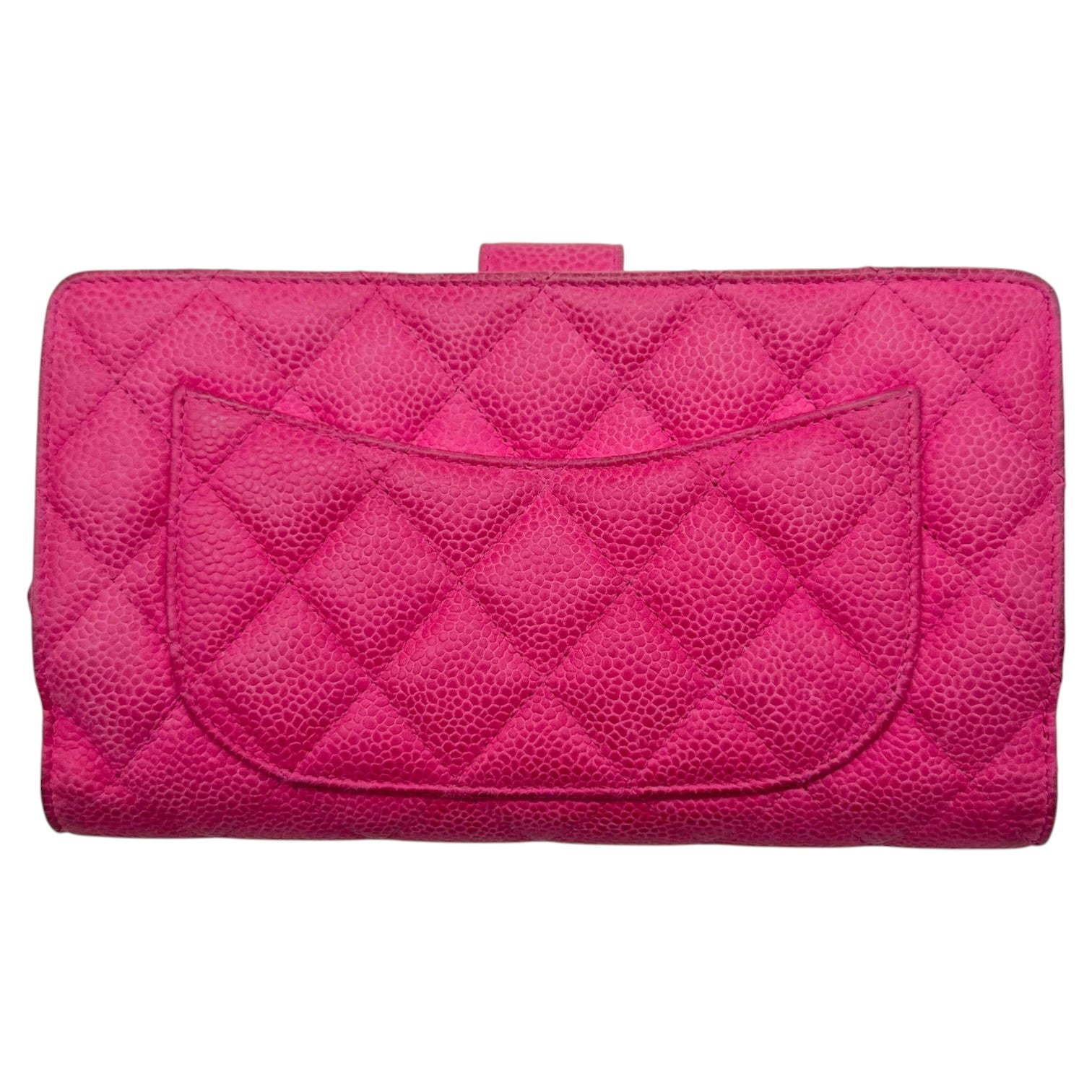 Chanel Large Long Wallet Hot Pink Caviar Leather