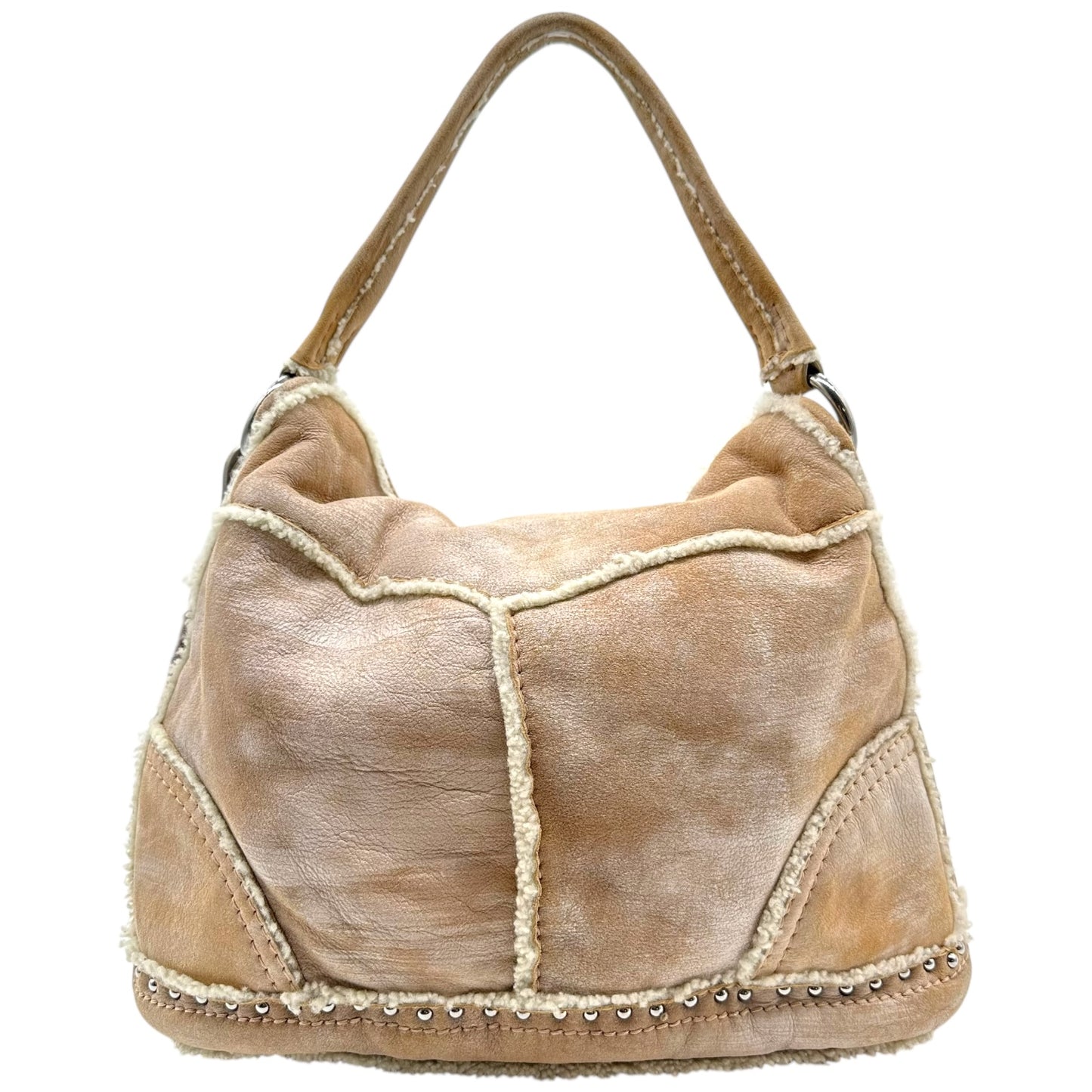 Prada Metallic Pink Shearling Hobo Bag