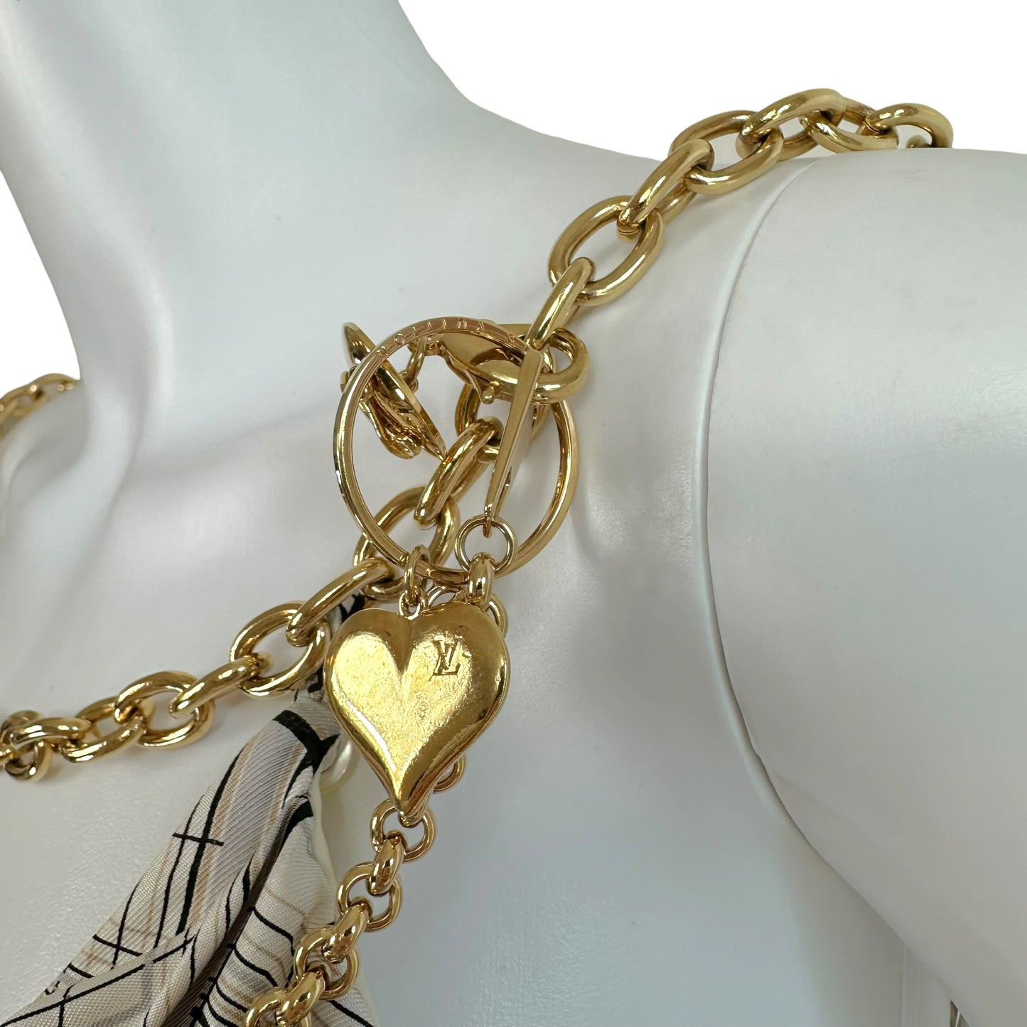 Louis Vuitton Plaid Print Silk Bustier Blouse w/ Gold Logo Charm Chain Strap