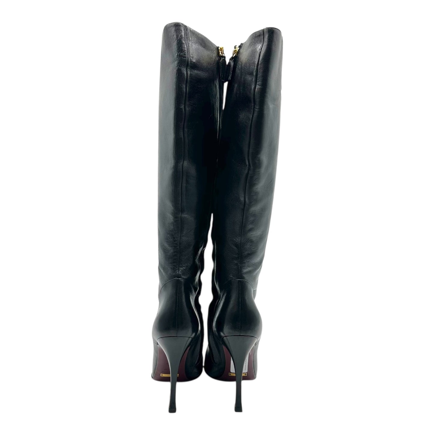 Dolce & Gabbana Black Knee High Pointed Toe Heeled Boots