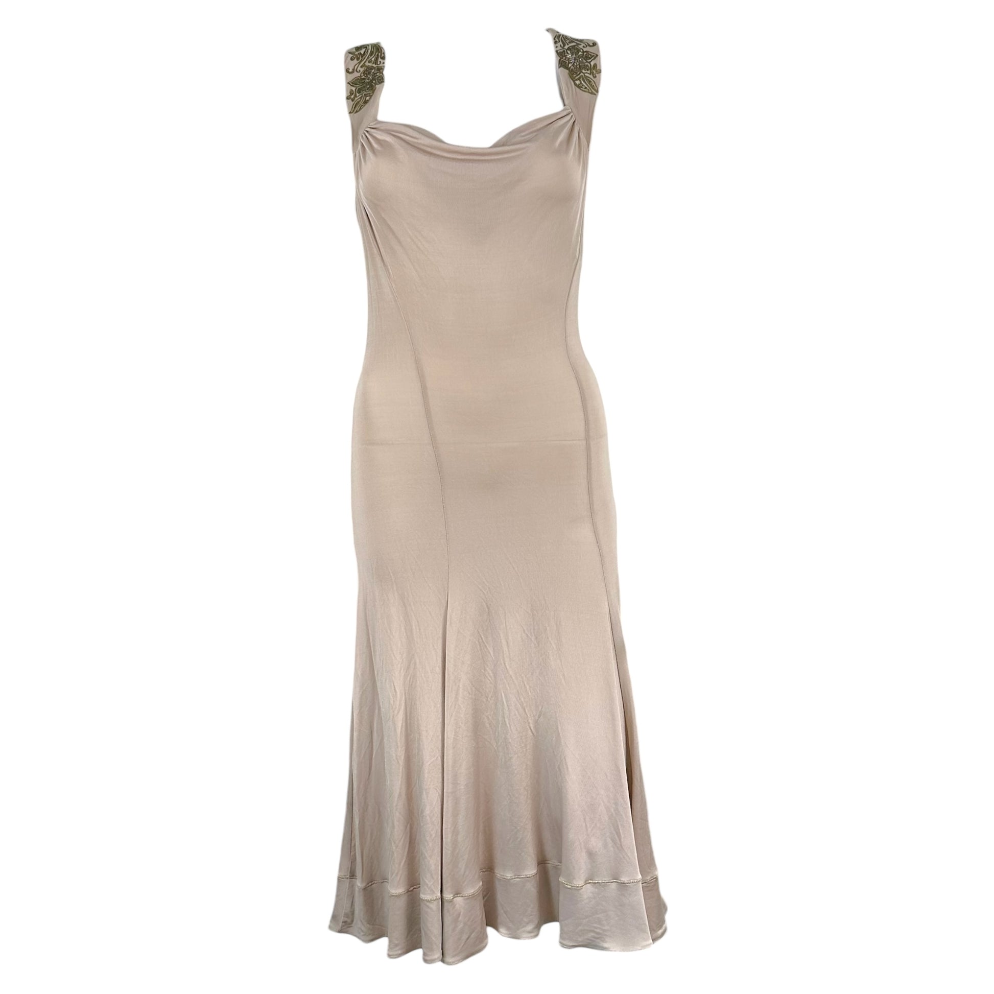 Roberto Cavalli Hand Painted Cowl Neck Midi Dress Purple