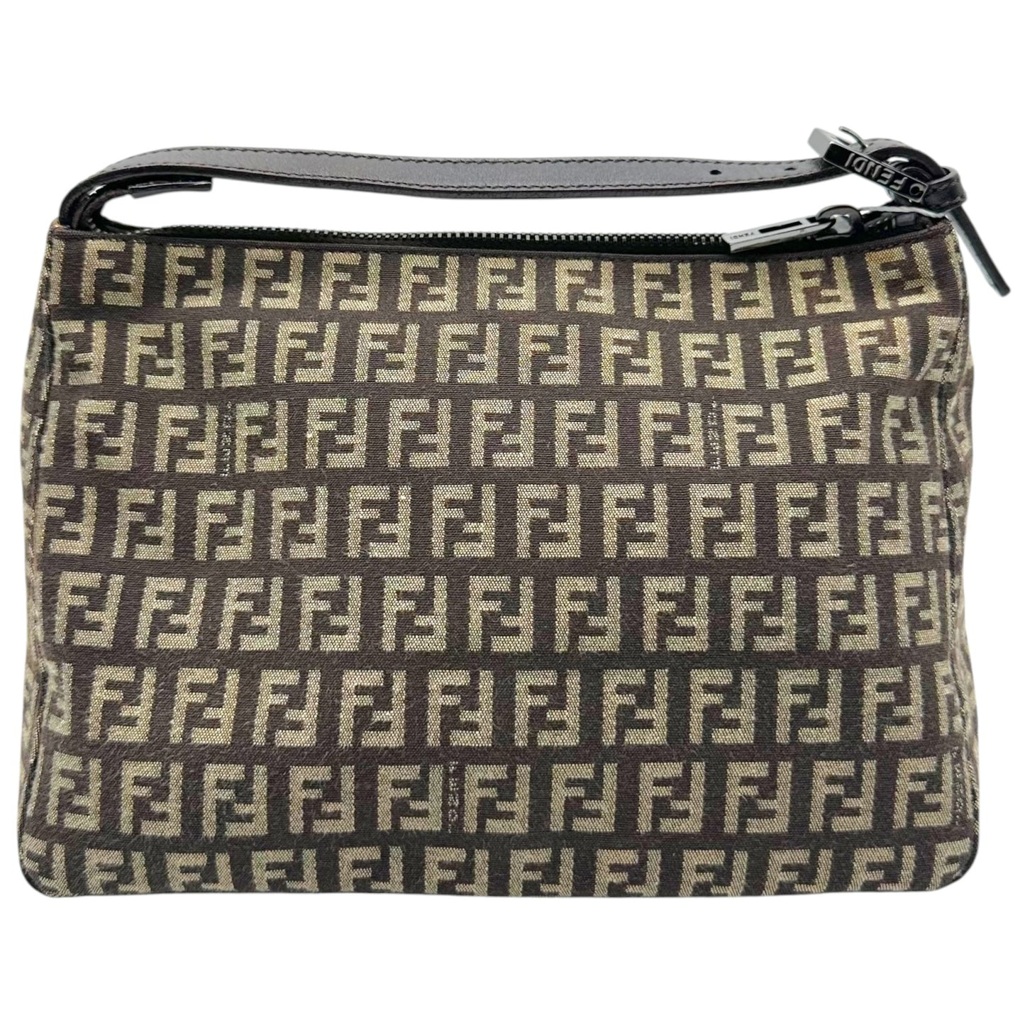 Fendi Brown & Tan Zucchino Monogram Pochette Handbag