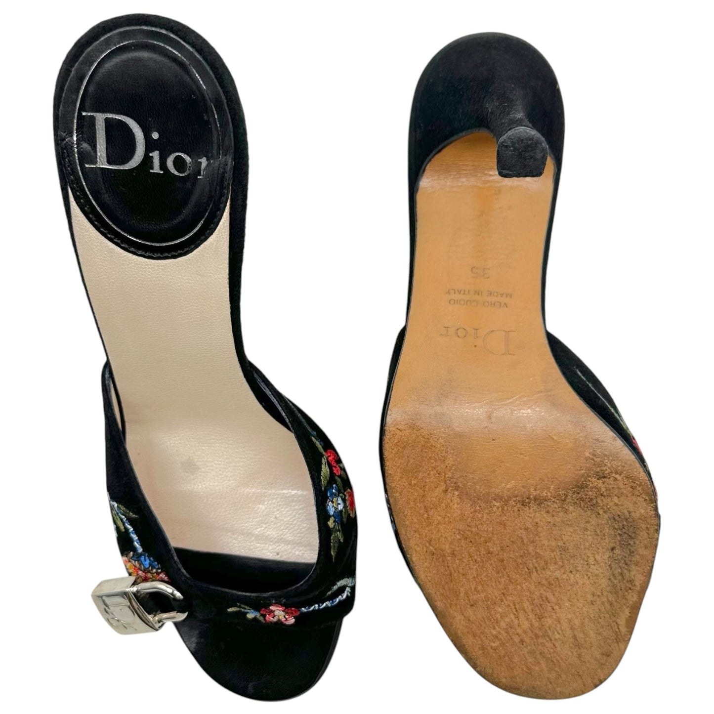 Christian Dior S/S 2002 Koi & Floral Embroidered Kitten Heel Mules