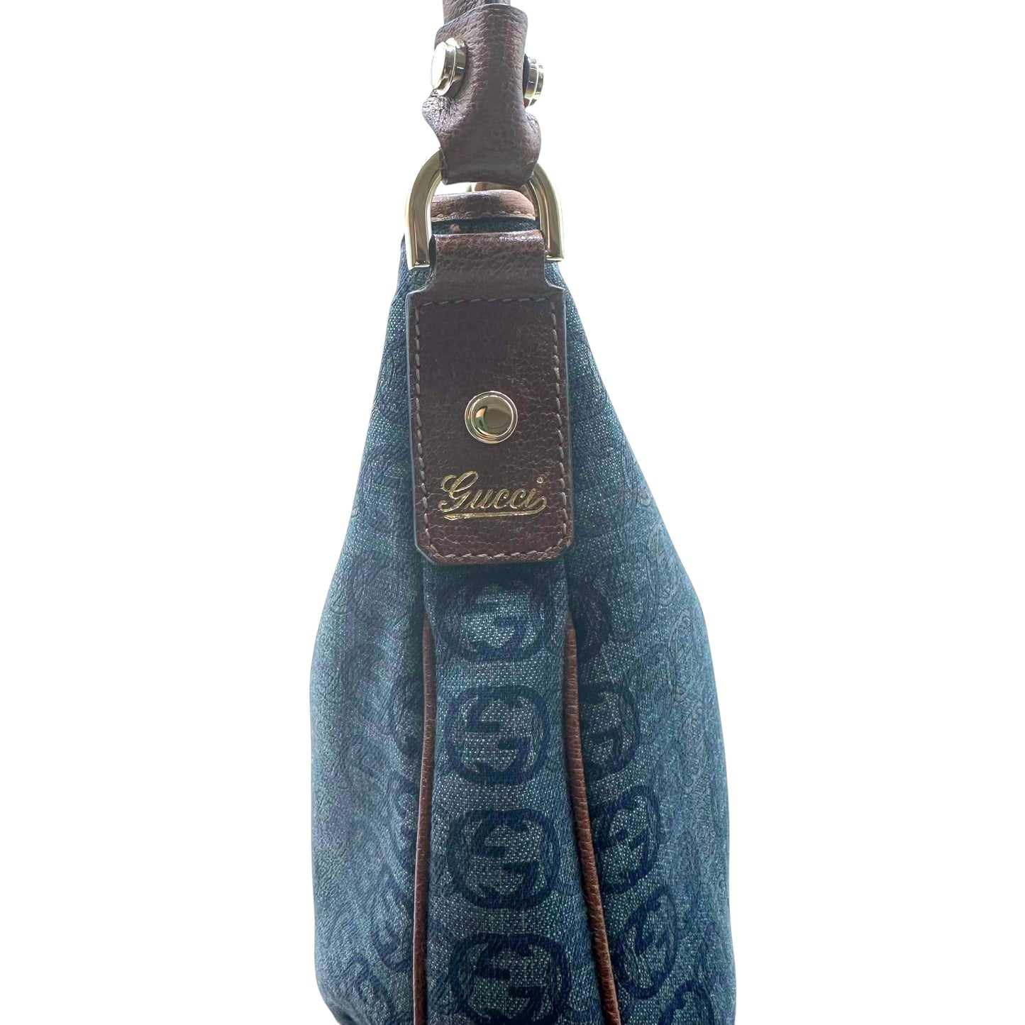 Gucci Denim Monogram Abby Shoulder Bag