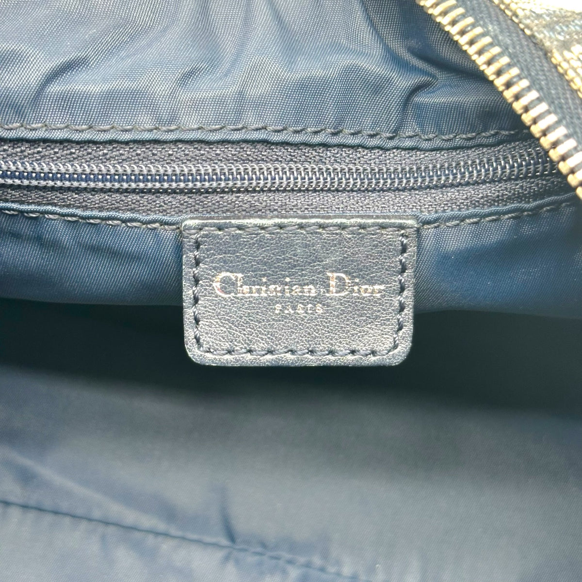 Christian Dior Shoulder Bag Navy Blue Trotter Monogram